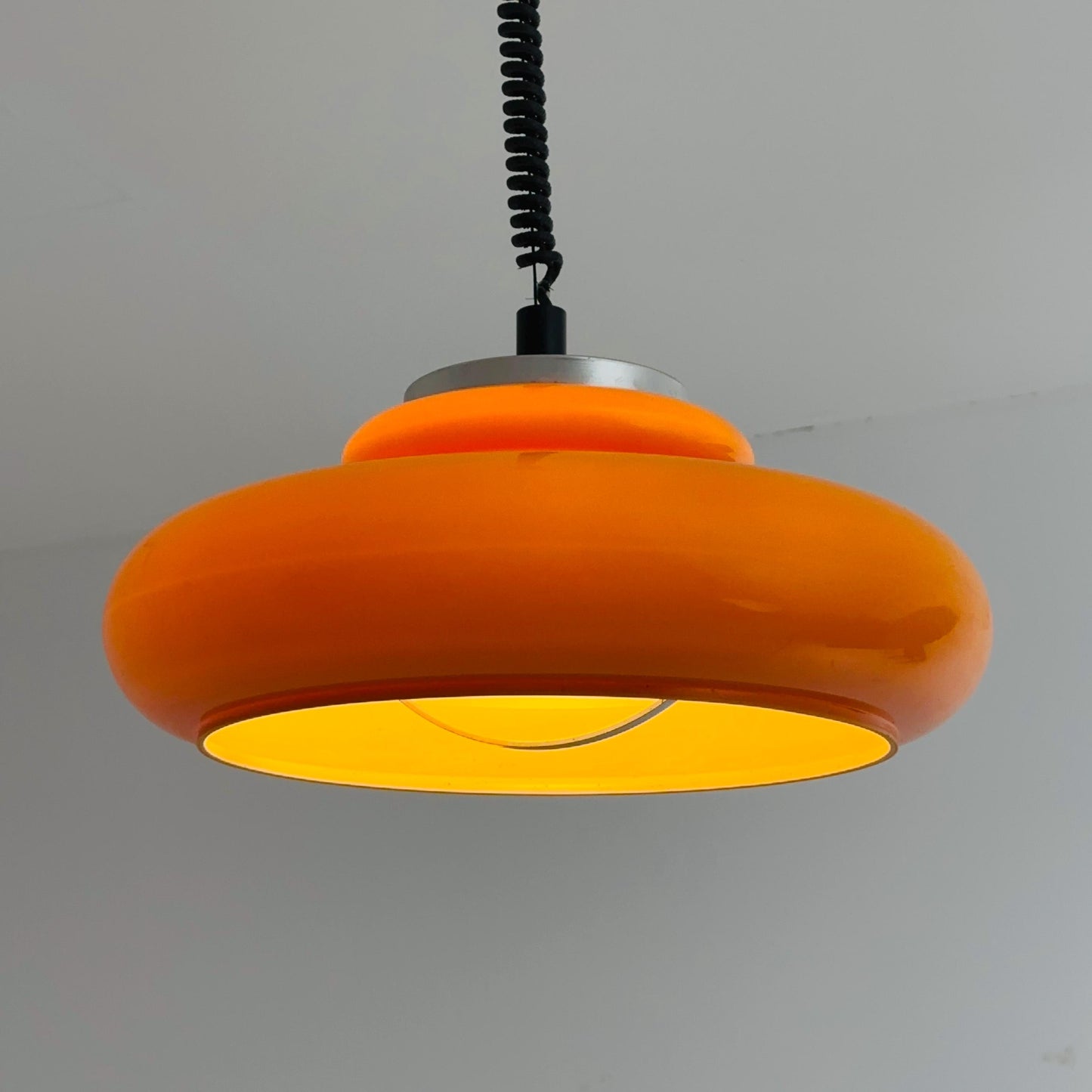 Mid-Century Space Age Adjustable orange Pendant Lamp | Germany 1970s