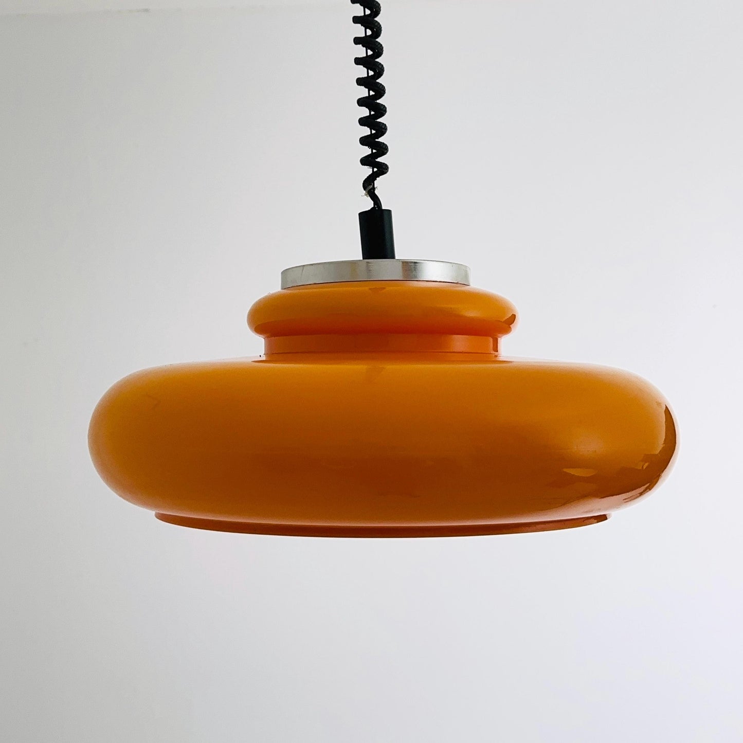 Mid-Century Space Age Adjustable orange Pendant Lamp | Germany 1970s