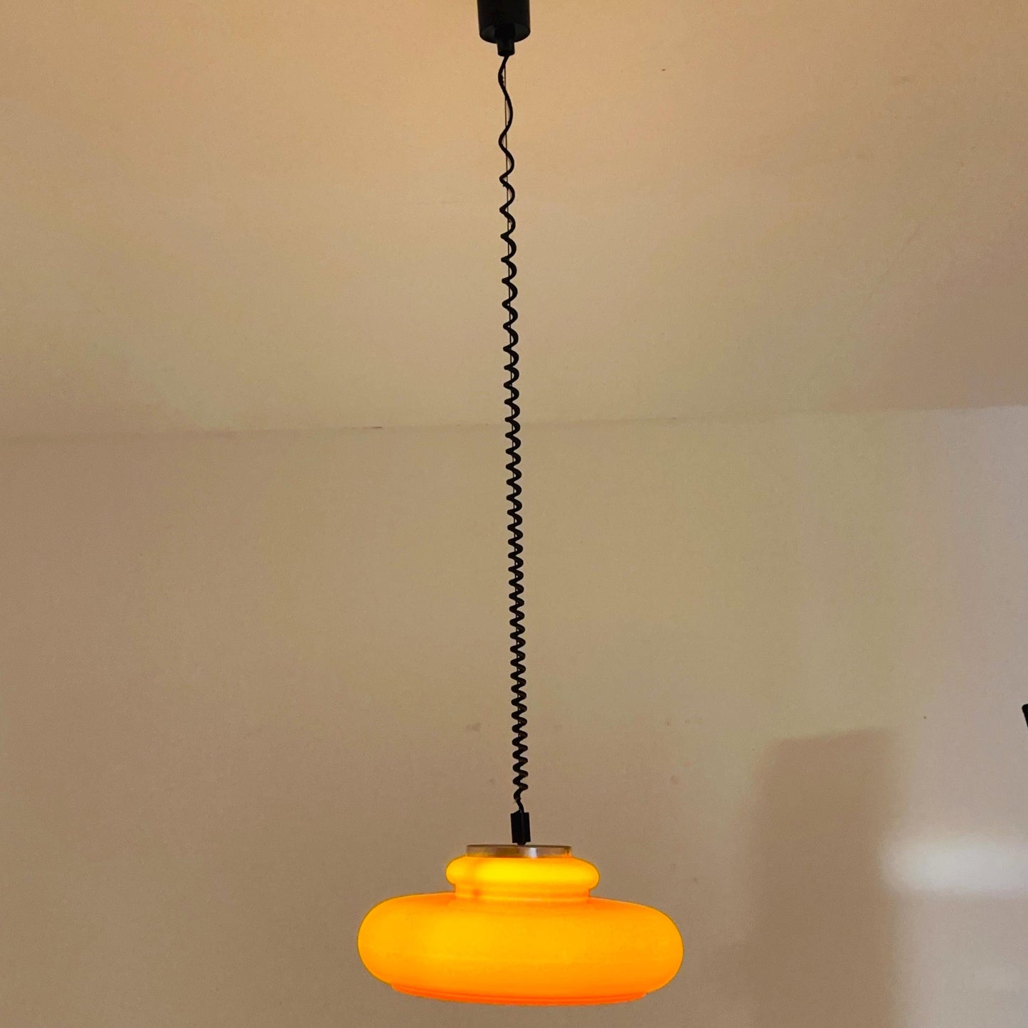 Mid-Century Space Age Adjustable orange Pendant Lamp | Germany 1970s