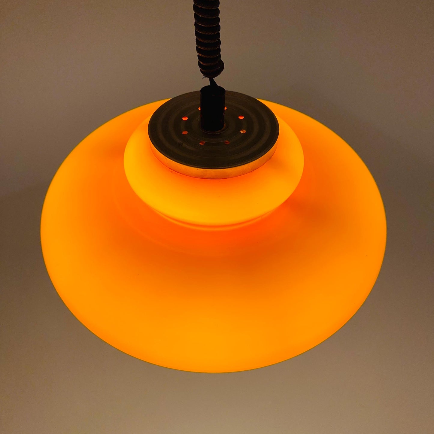 Mid-Century Space Age Adjustable orange Pendant Lamp | Germany 1970s