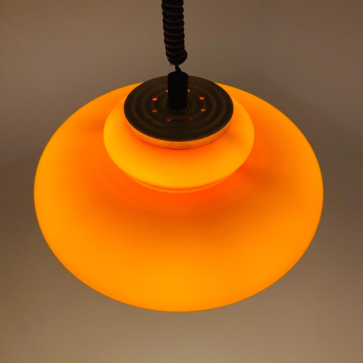 Mid-Century Space Age Adjustable orange Pendant Lamp | Germany 1970s