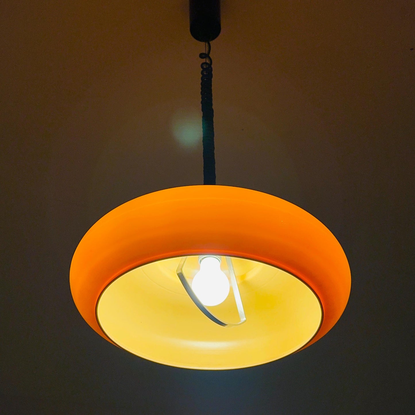 Mid-Century Space Age Adjustable orange Pendant Lamp | Germany 1970s