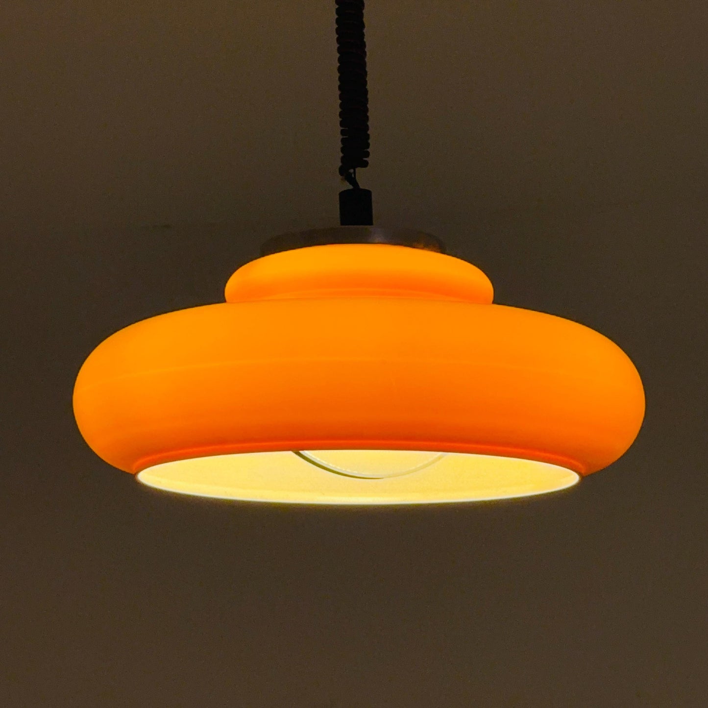 Mid-Century Space Age Adjustable orange Pendant Lamp | Germany 1970s