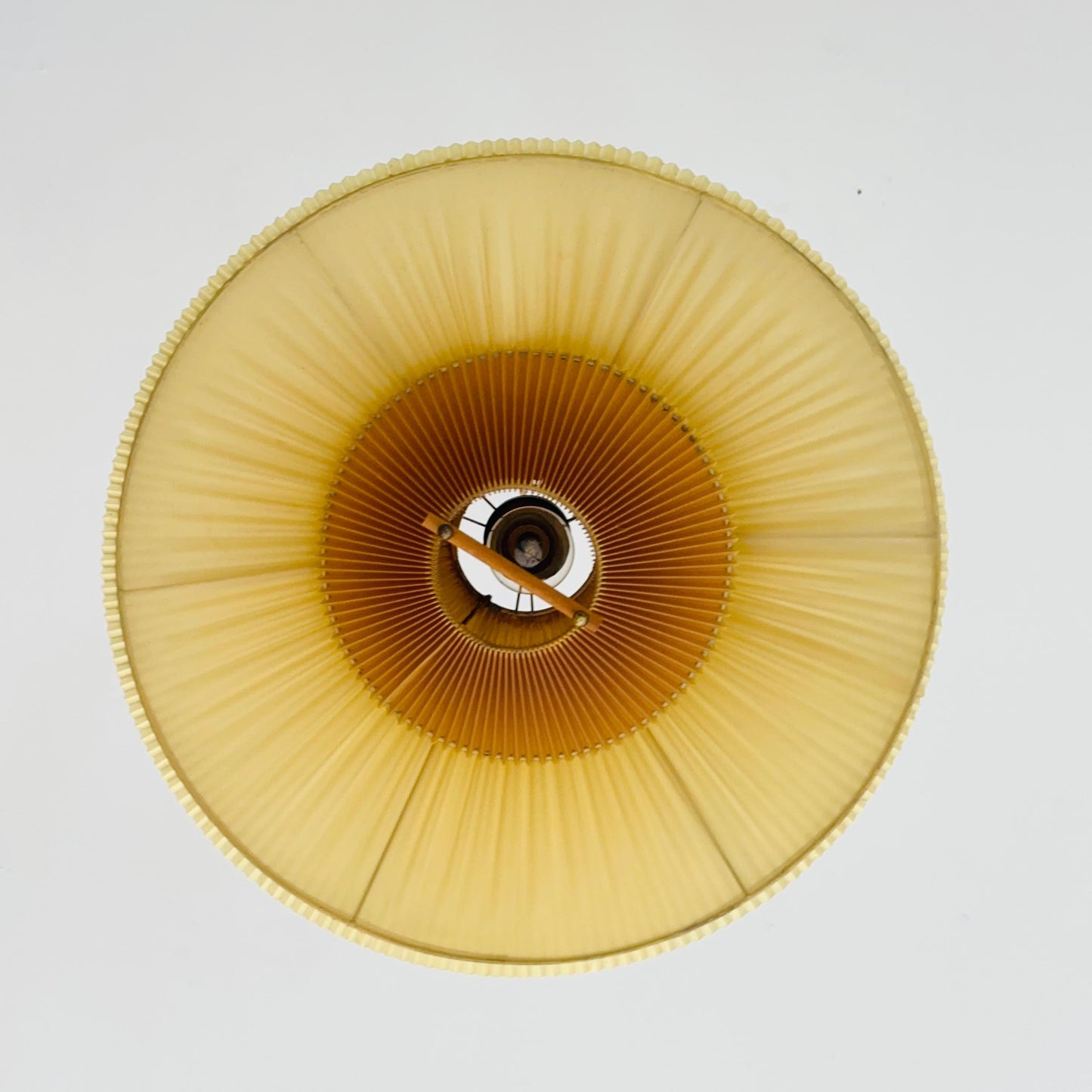 Danish Mid-Century Pendant Lamp | Teak & Pleated Fabric | Adjustable Height 1960s
