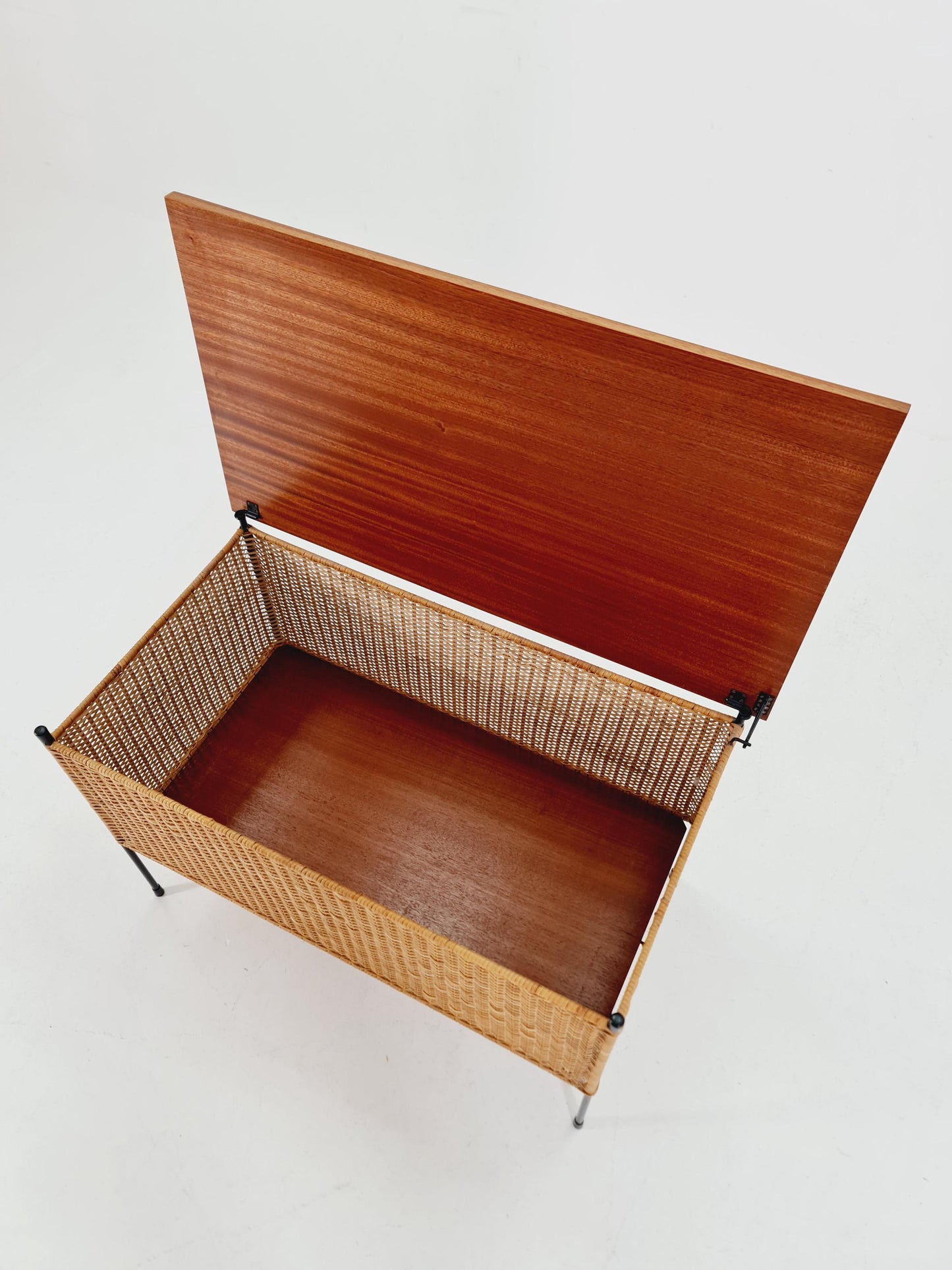 Rare Mid Century Modern German Rattan & teak Sideboard chest By Günther Renkel for Rego Möbel , 1960s