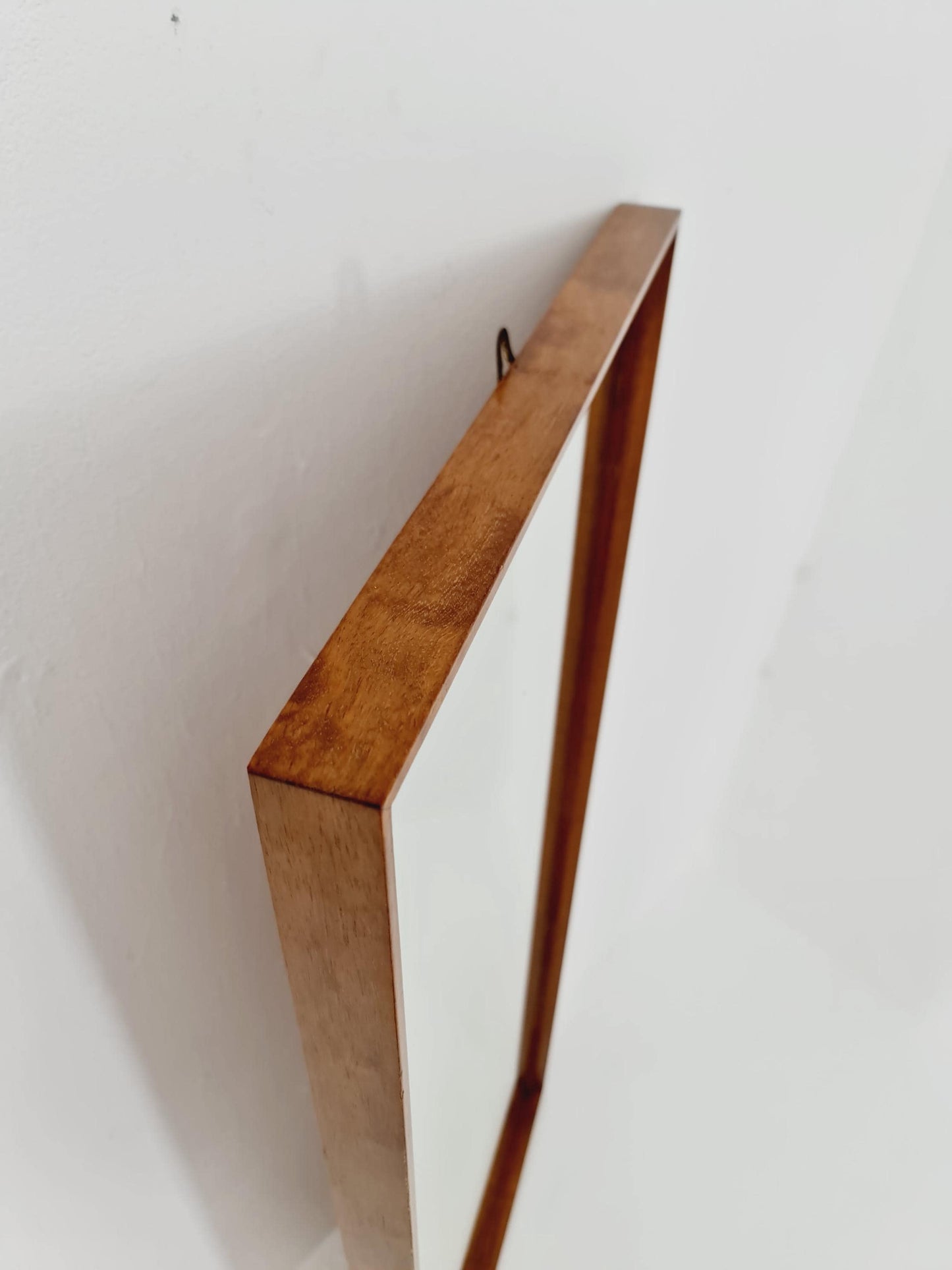 Big Teak German mid-century Modern wall-mounted mirror , 1960s