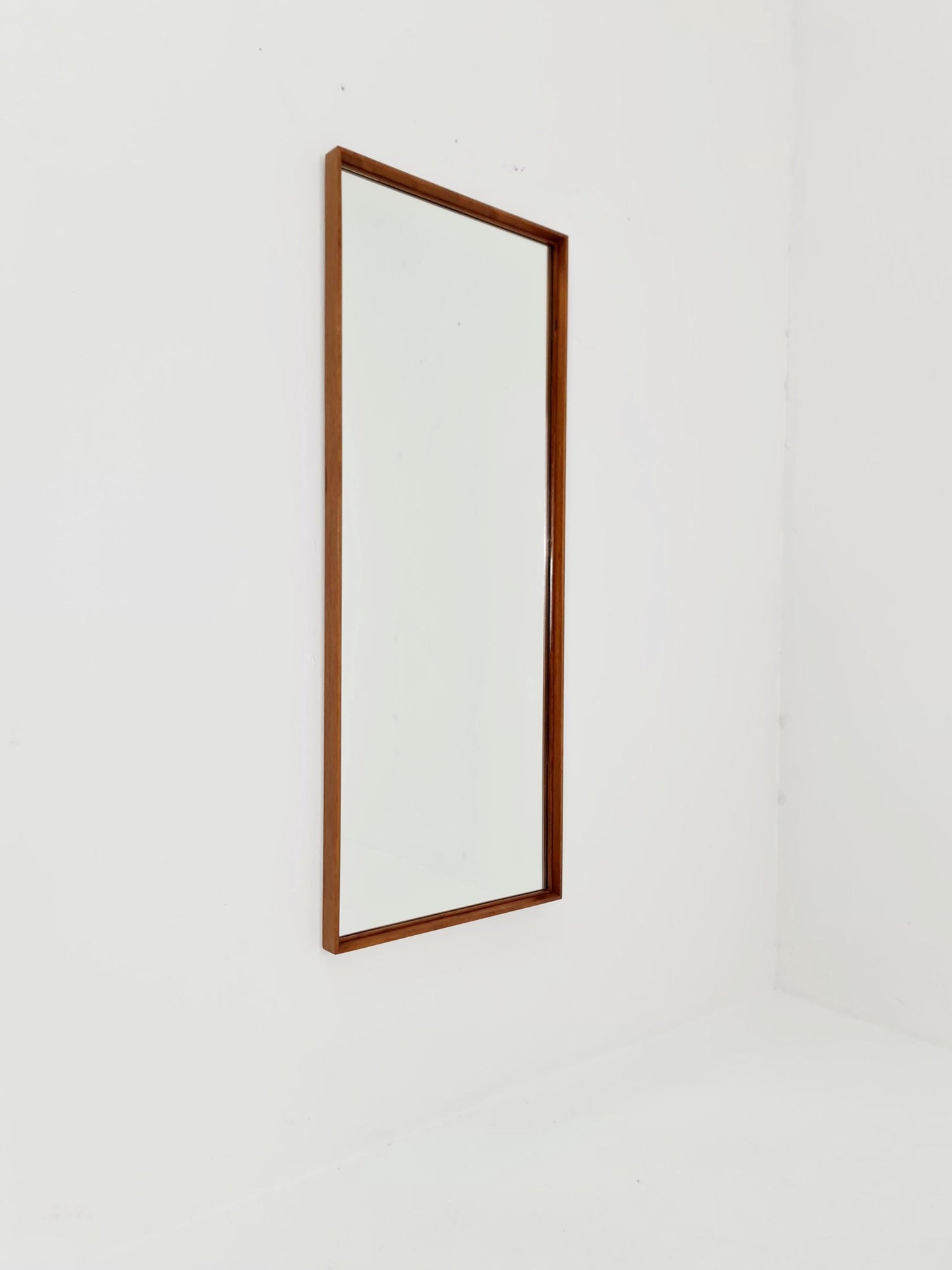 Big Teak German mid-century Modern wall-mounted mirror , 1960s