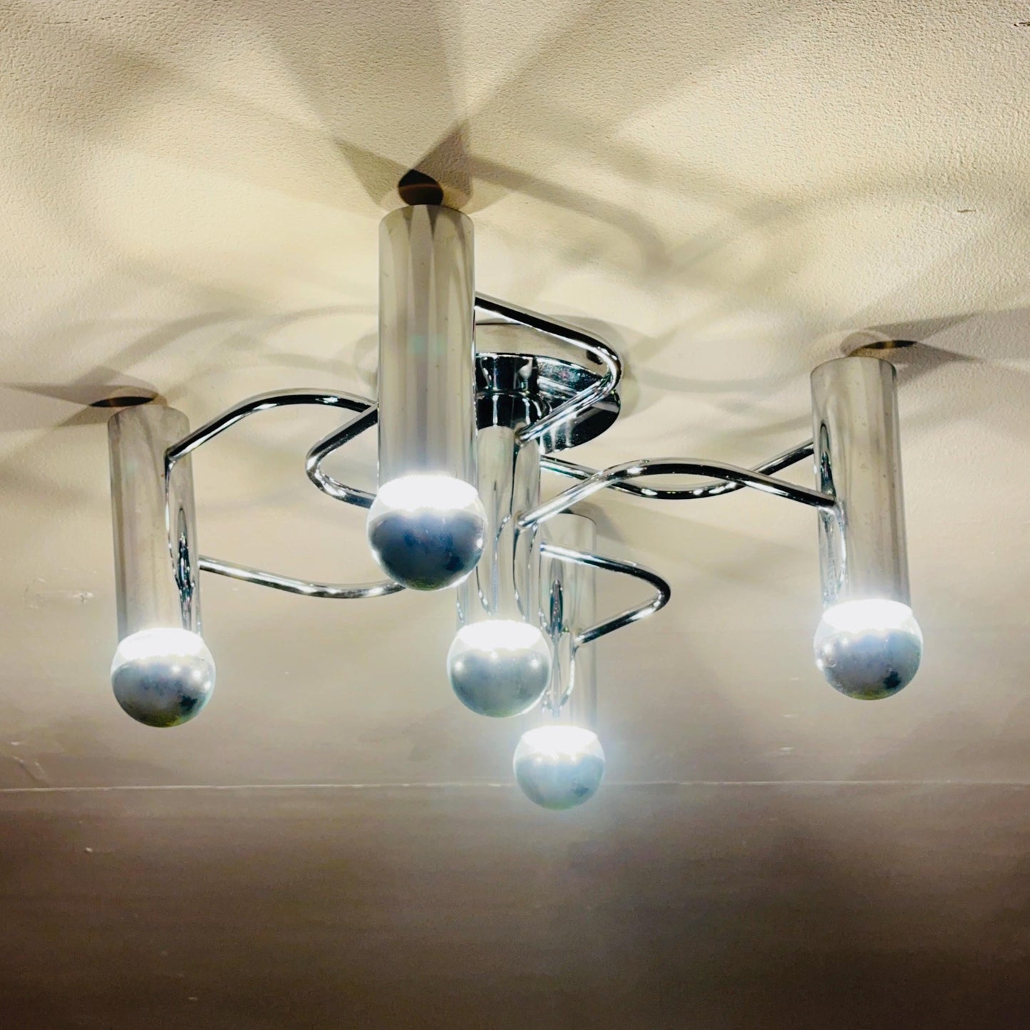 Mid century Space Age Ceiling or Wall Lamp by Gaetano Sciolari for Leola, 1970s, Germany