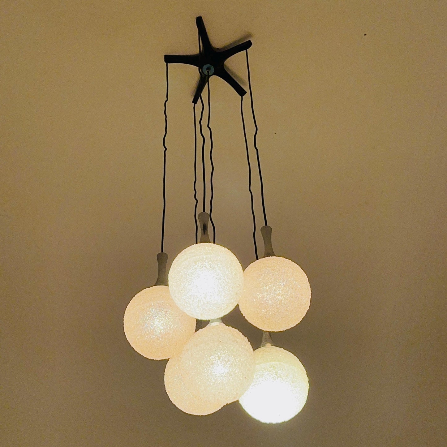 Mid-Century Pendant Lamp with 6 Plexiglass Globe Shades, Germany, 1970s