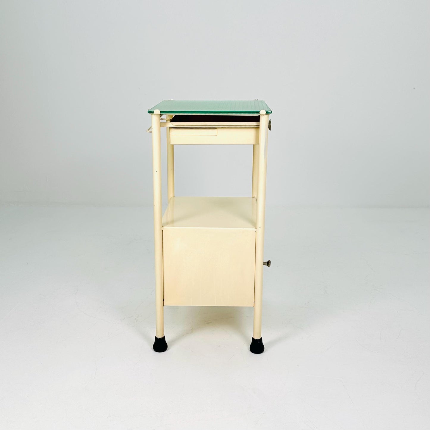 Mid century Bauhaus metal nightstand Auping/Gispen with drawer in white 1960s Germany