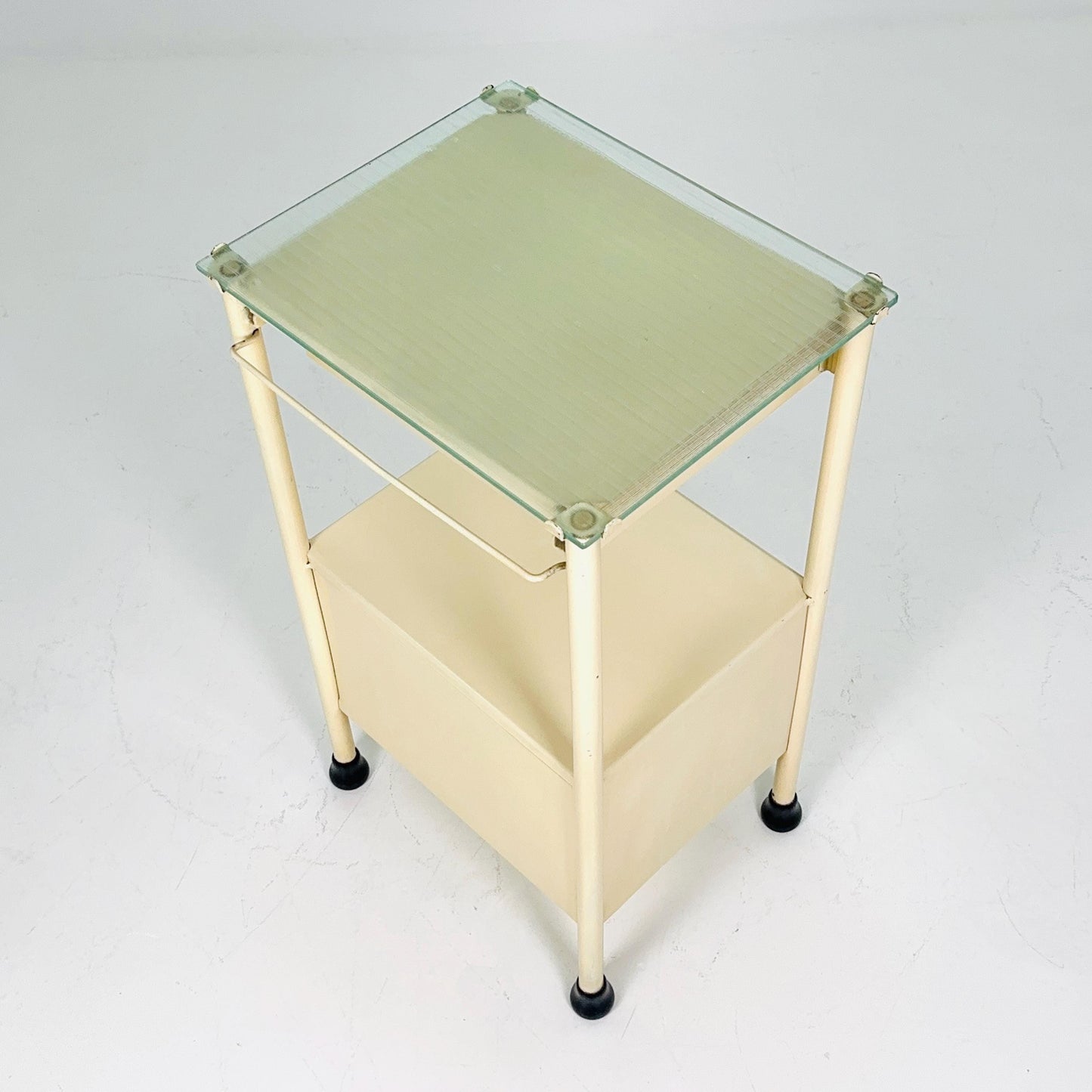 Mid century Bauhaus metal nightstand Auping/Gispen with drawer in white 1960s Germany