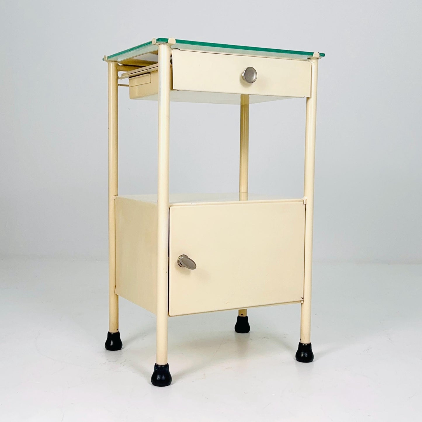 Mid century Bauhaus metal nightstand Auping/Gispen with drawer in white 1960s Germany