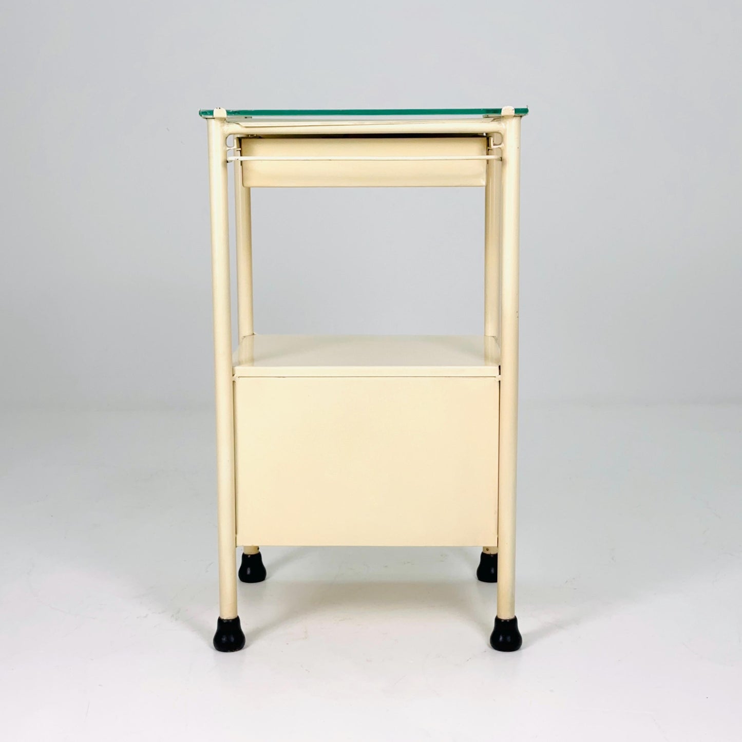 Mid century Bauhaus metal nightstand Auping/Gispen with drawer in white 1960s Germany