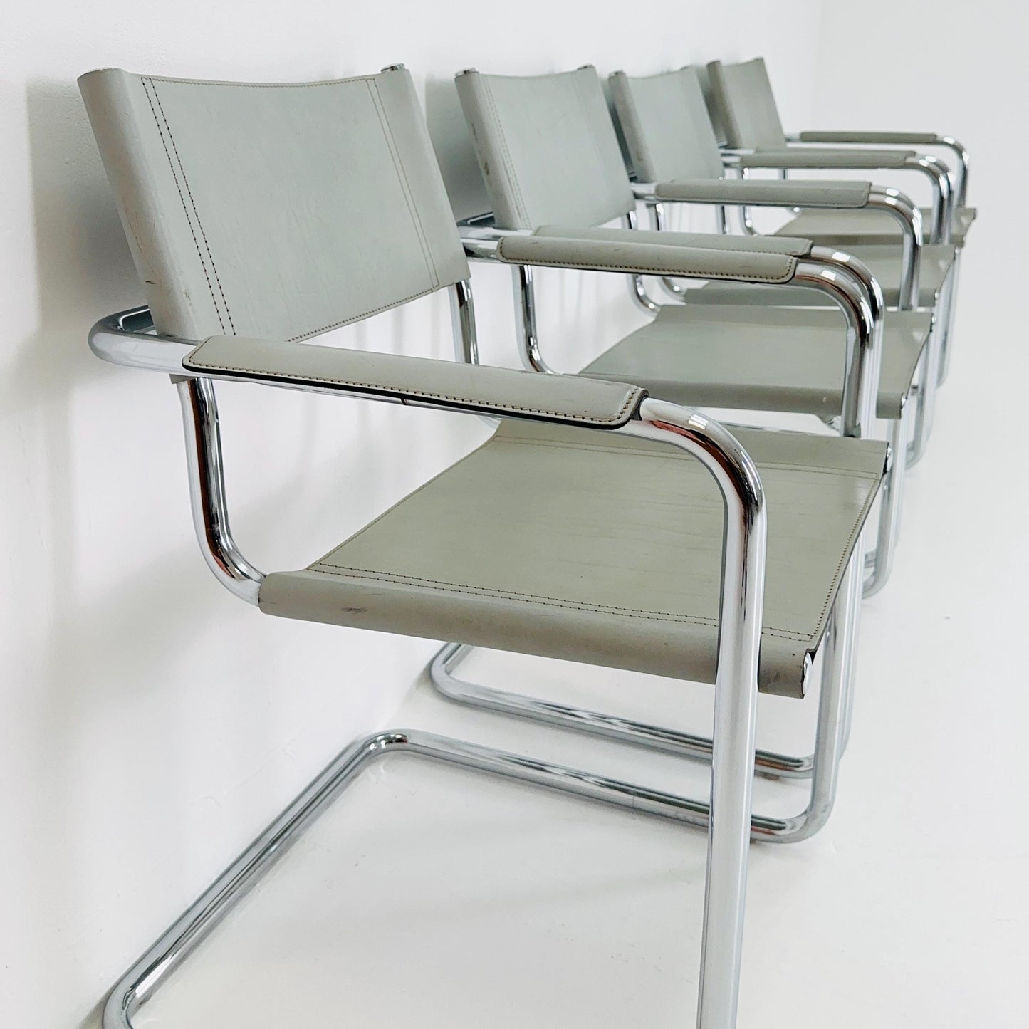 Set of 4 Mid century MG5 Centro Studi desk armchair by Mart Stam & Marcel Breuer for Matteo Grassi, 1970s Italy