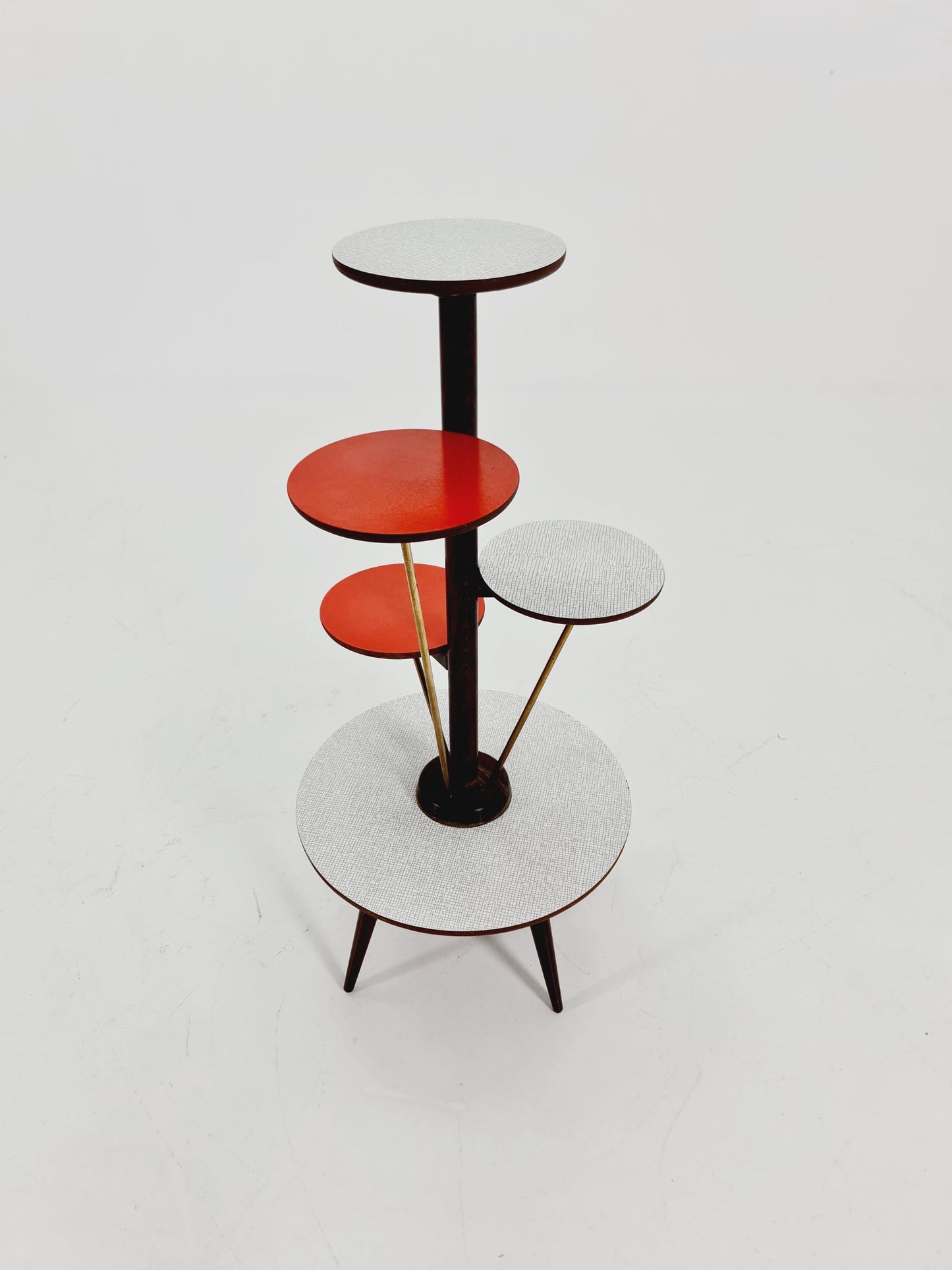 Big 1950s German Plant Stand, Colorful Vintage Mid-Century Minimalist Indoor Plant Stand Side Table Retro flower table By Opal