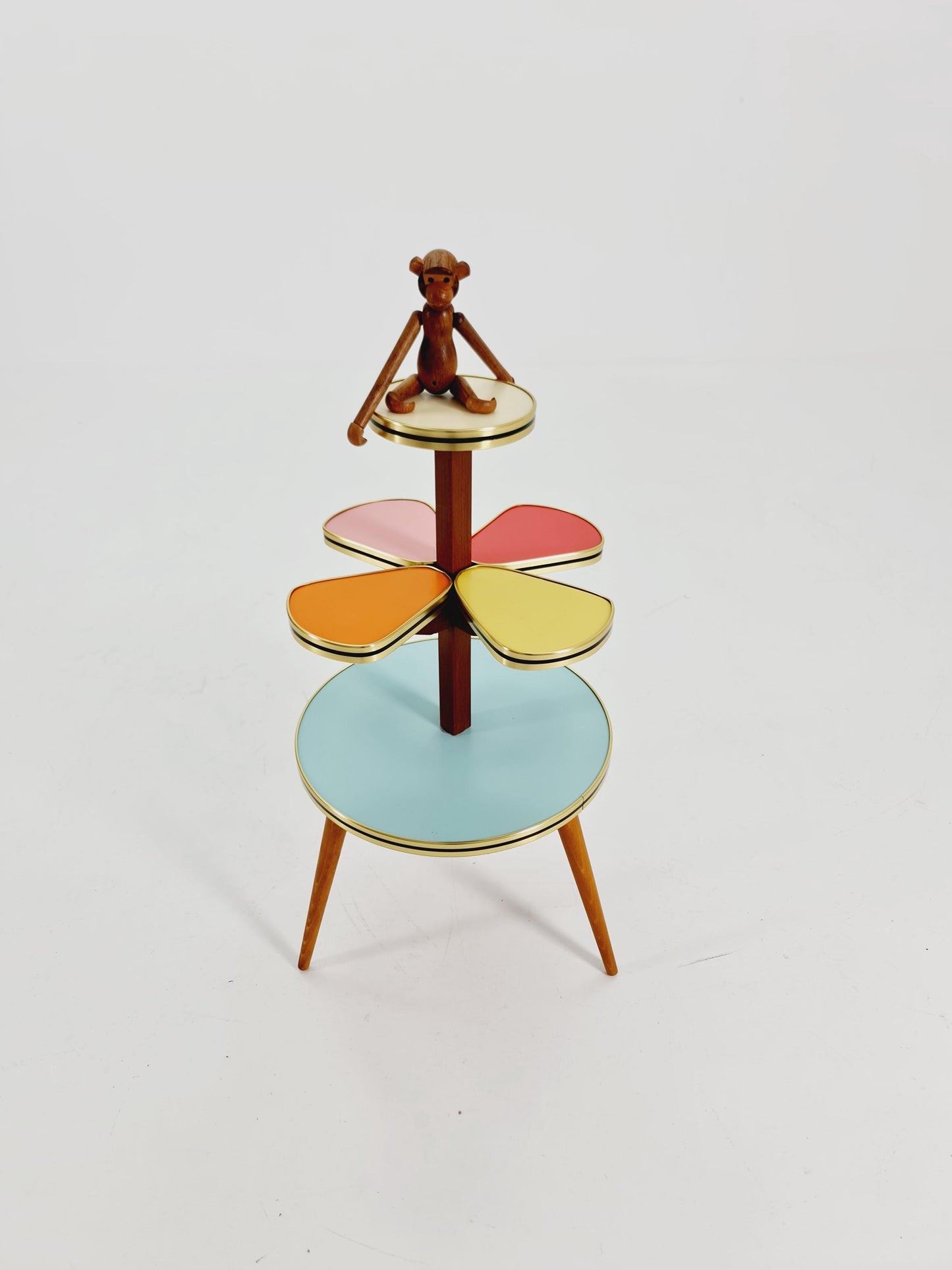1950s German Plant Stand, Colorful Vintage Mid-Century Minimalist Indoor Plant Stand Side Table Retro flower table