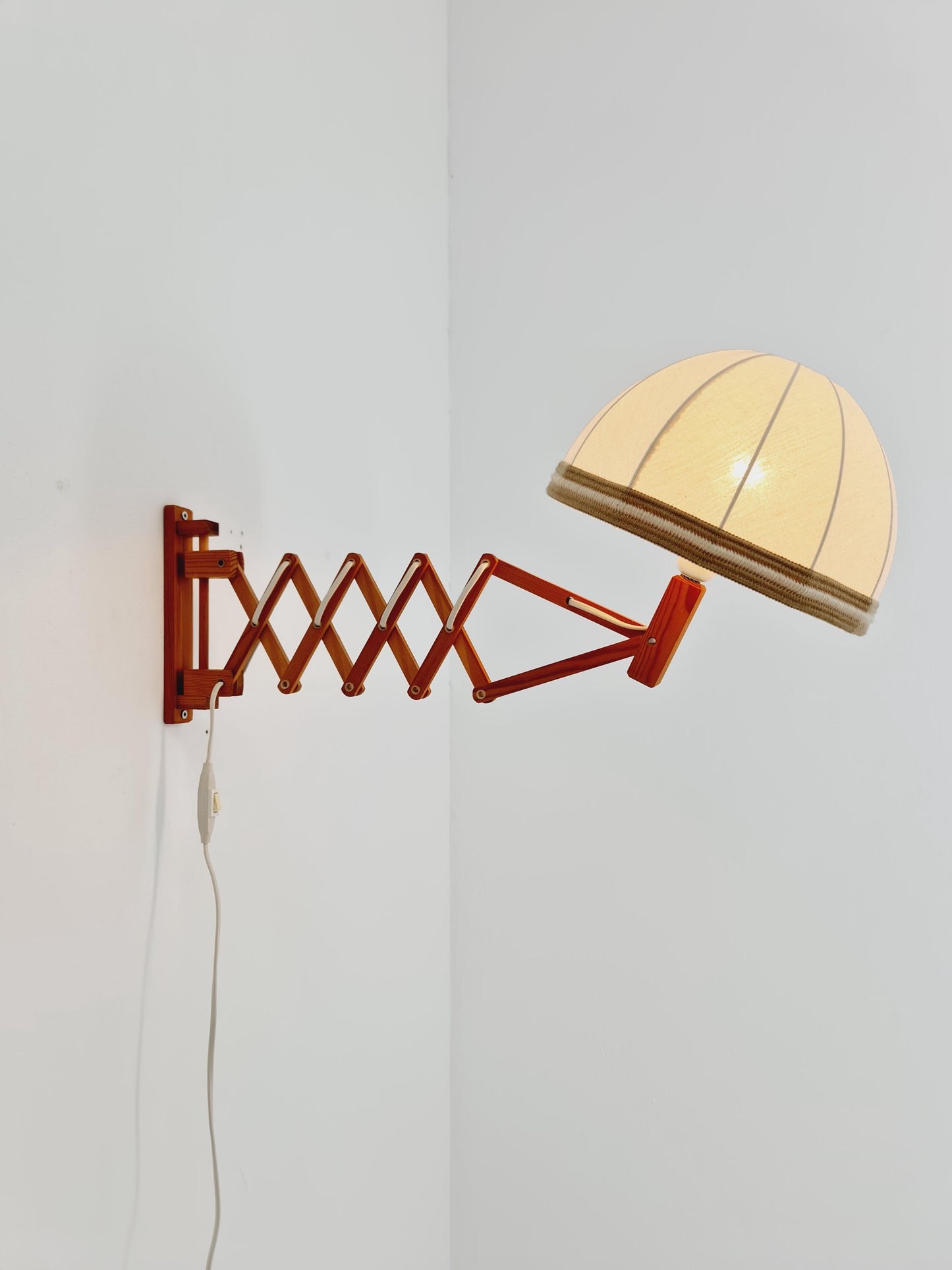 Danish Pinewood vintage sax wall lamp, By Temde Demark 1960s