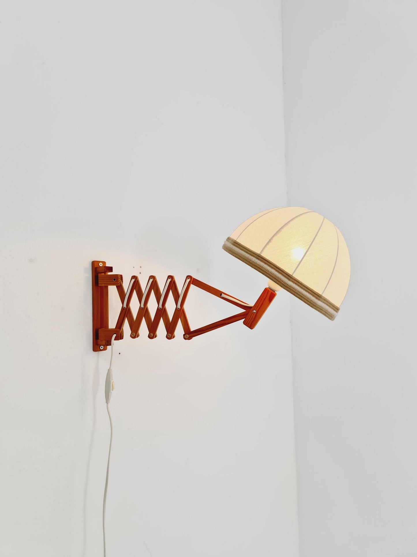 Danish Pinewood vintage sax wall lamp, By Temde Demark 1960s