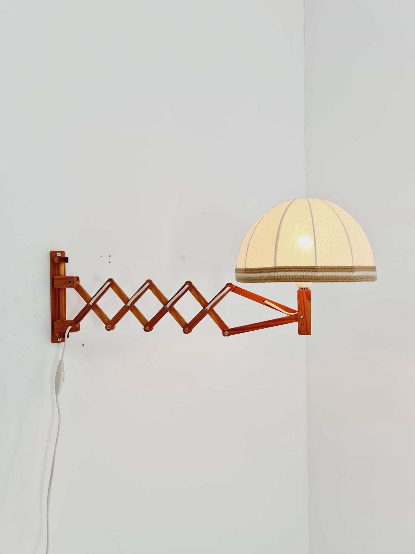 Danish Pinewood vintage sax wall lamp, By Temde Demark 1960s