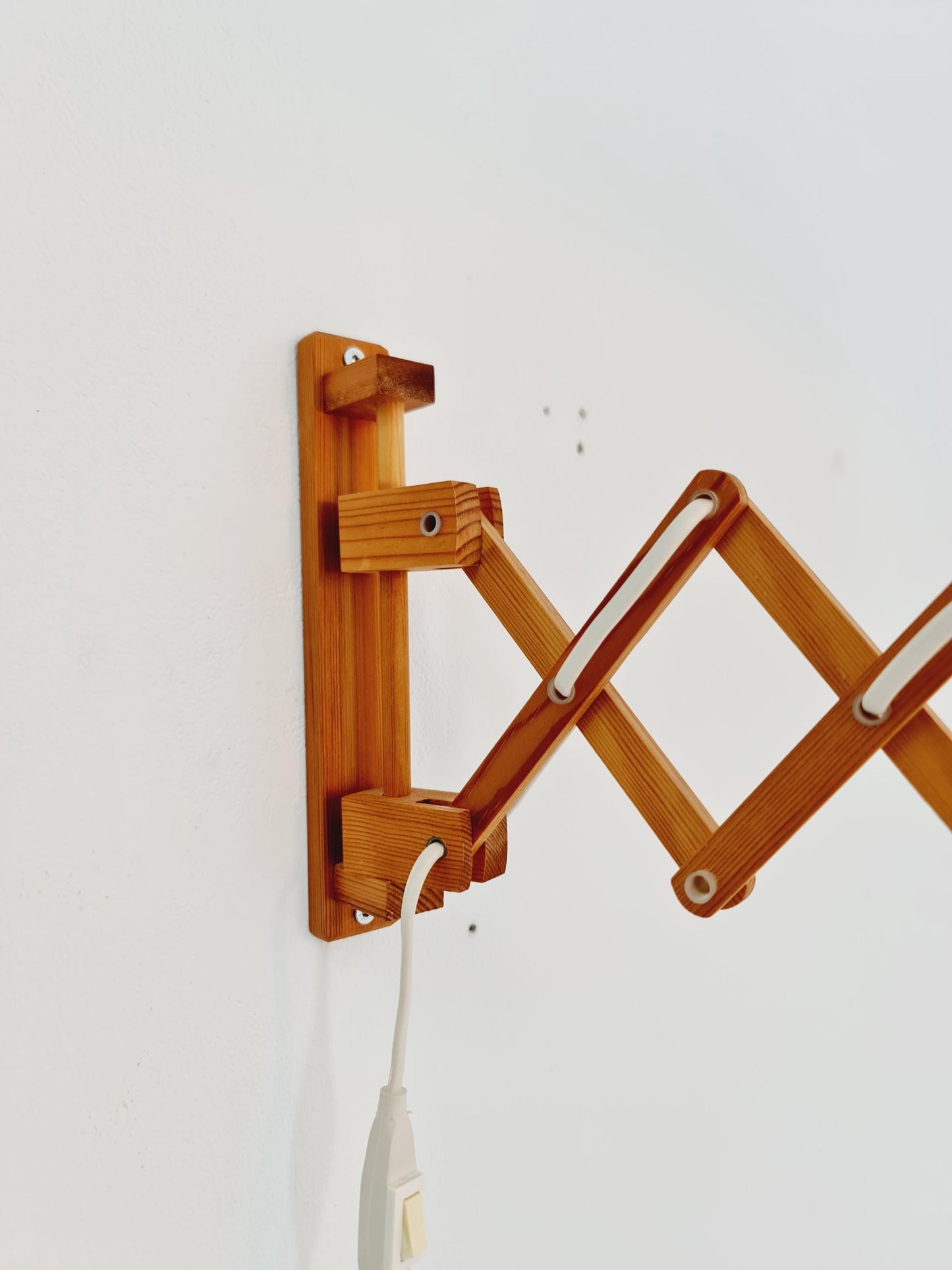 Danish Pinewood vintage sax wall lamp, By Temde Demark 1960s
