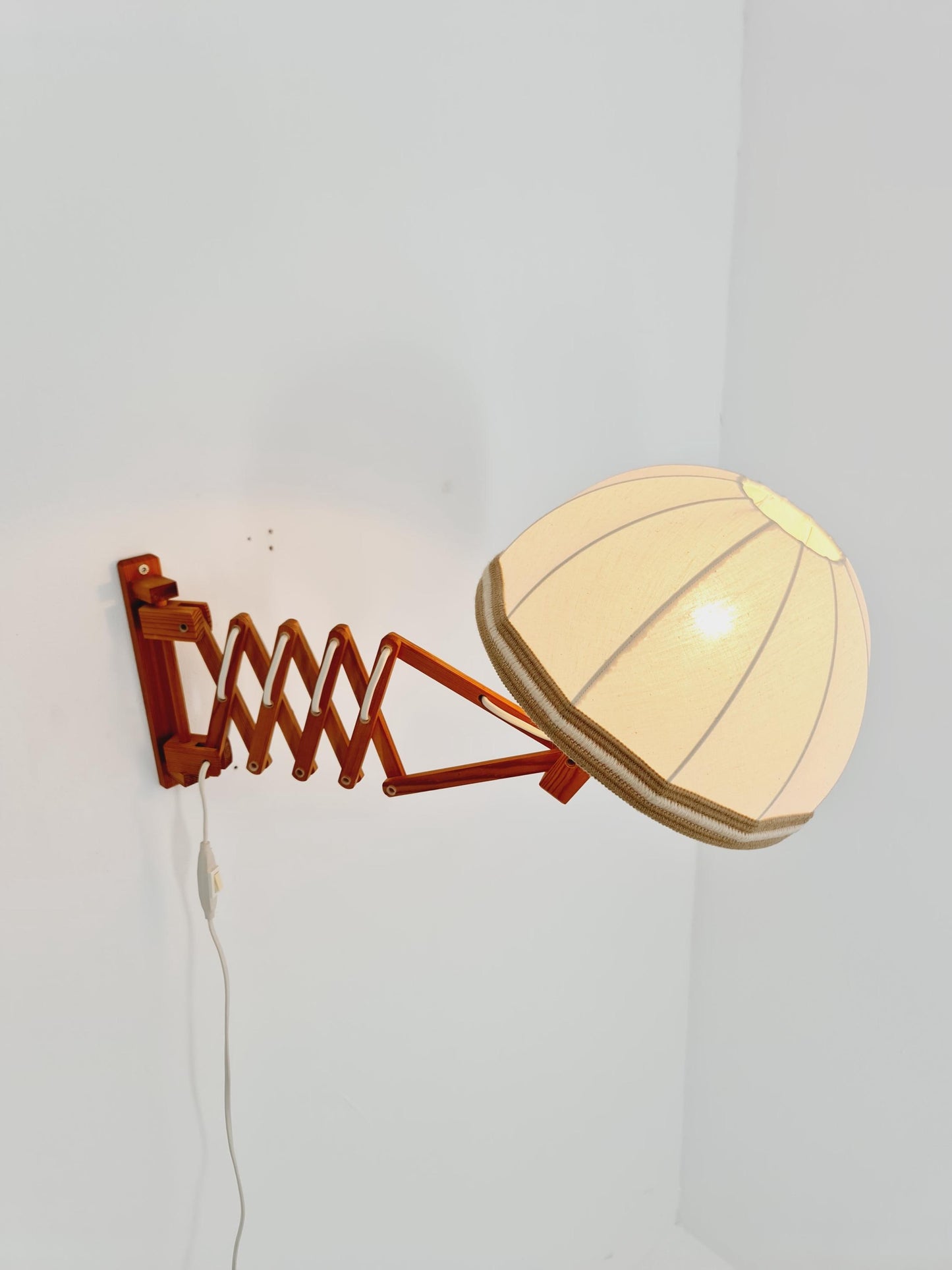 Danish Pinewood vintage sax wall lamp, By Temde Demark 1960s
