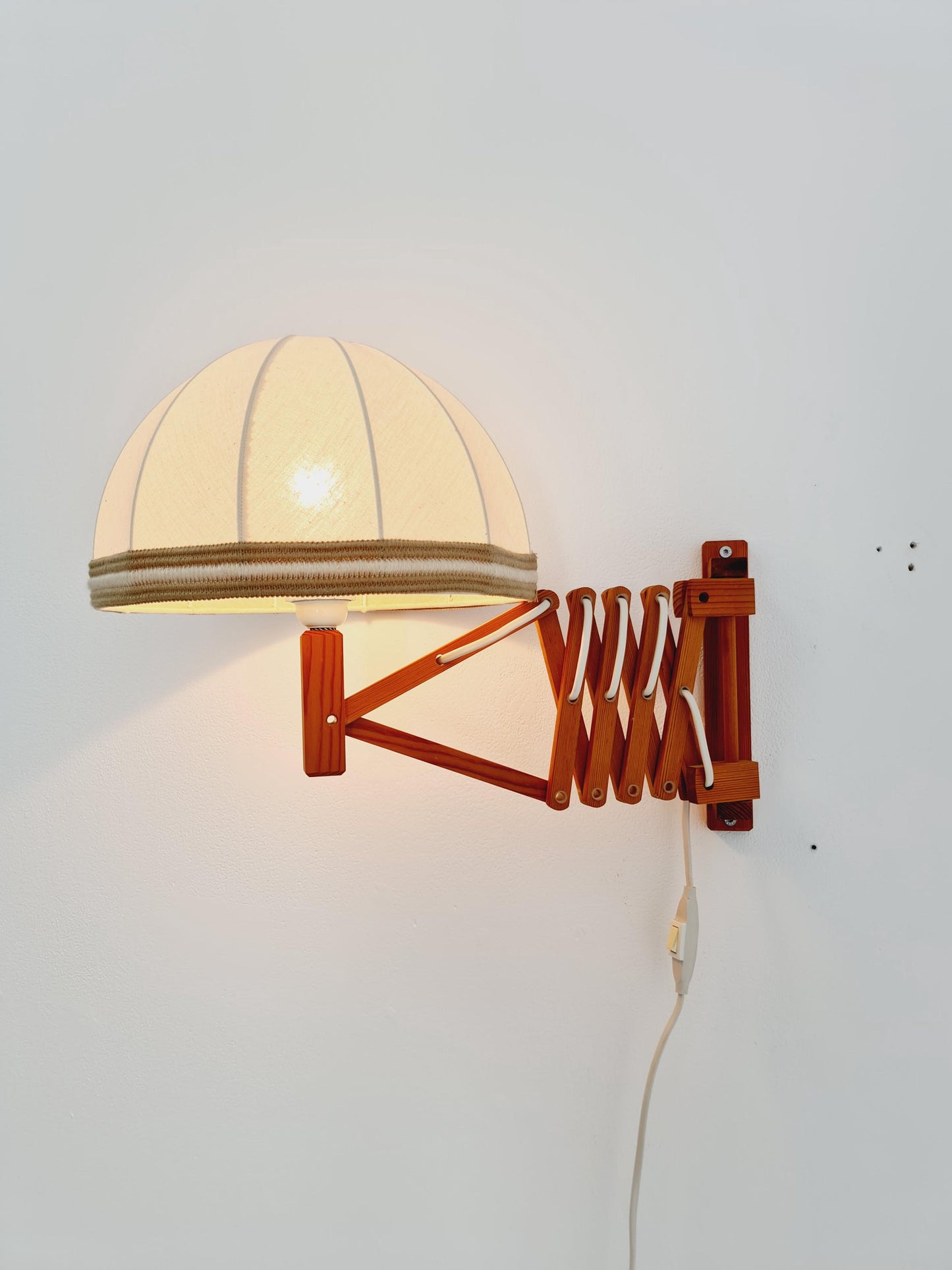 Danish Pinewood vintage sax wall lamp, By Temde Demark 1960s