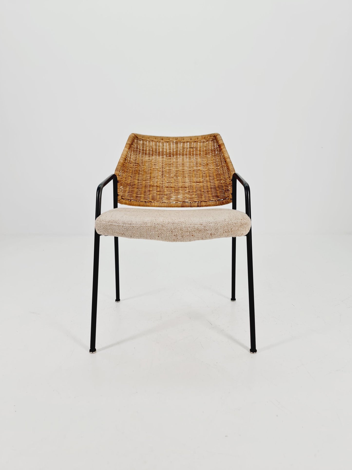 Mid-Century Rattan Basket ArmChair 1970s,