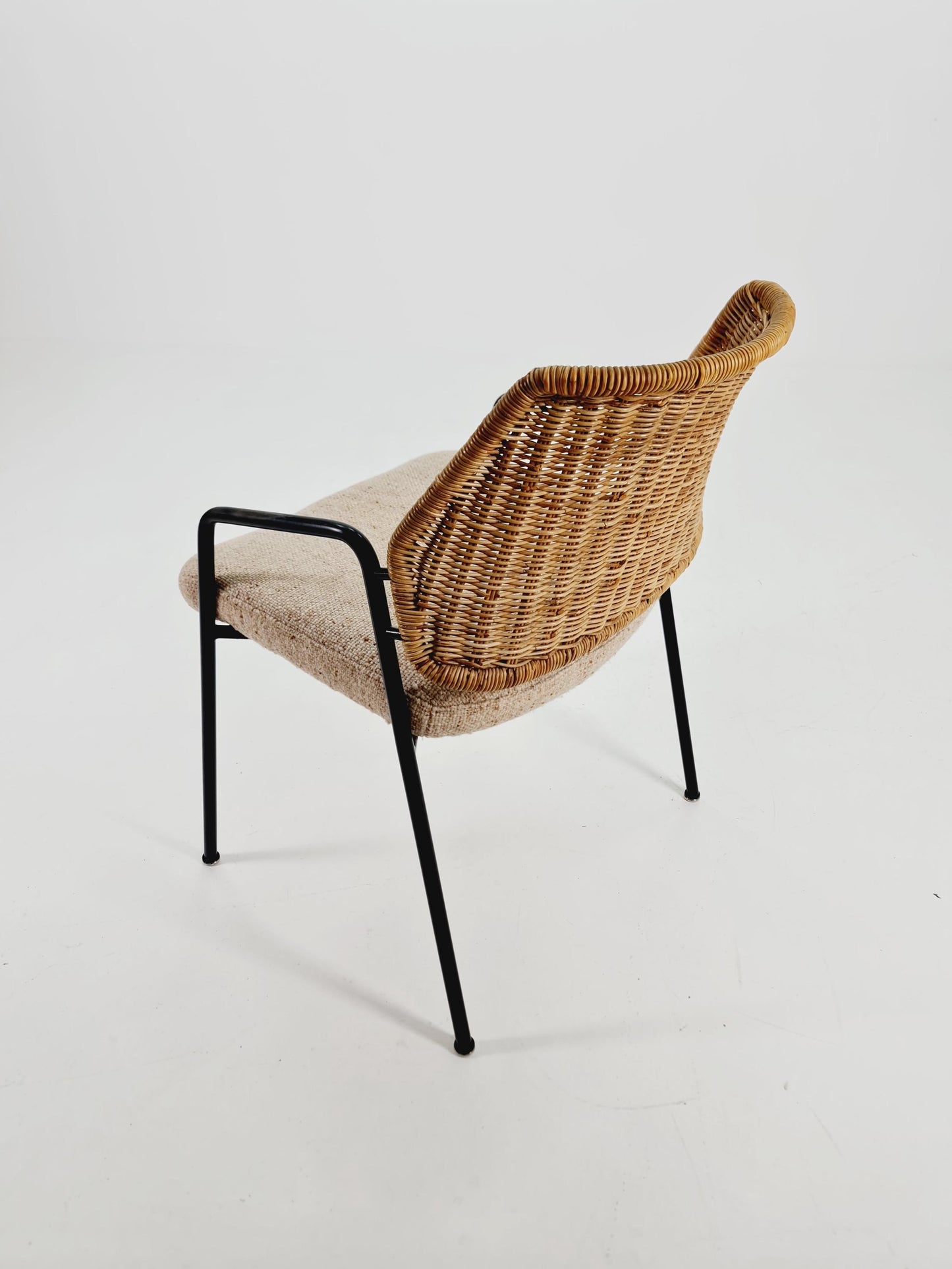 Mid-Century Rattan Basket ArmChair 1970s,
