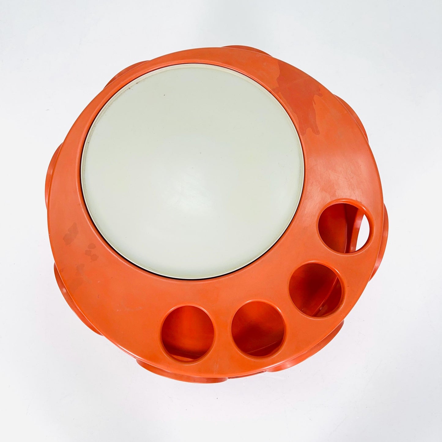 Space Age Rotobar Bar Cart by Curver, Orange & White, 1970s Netherlands