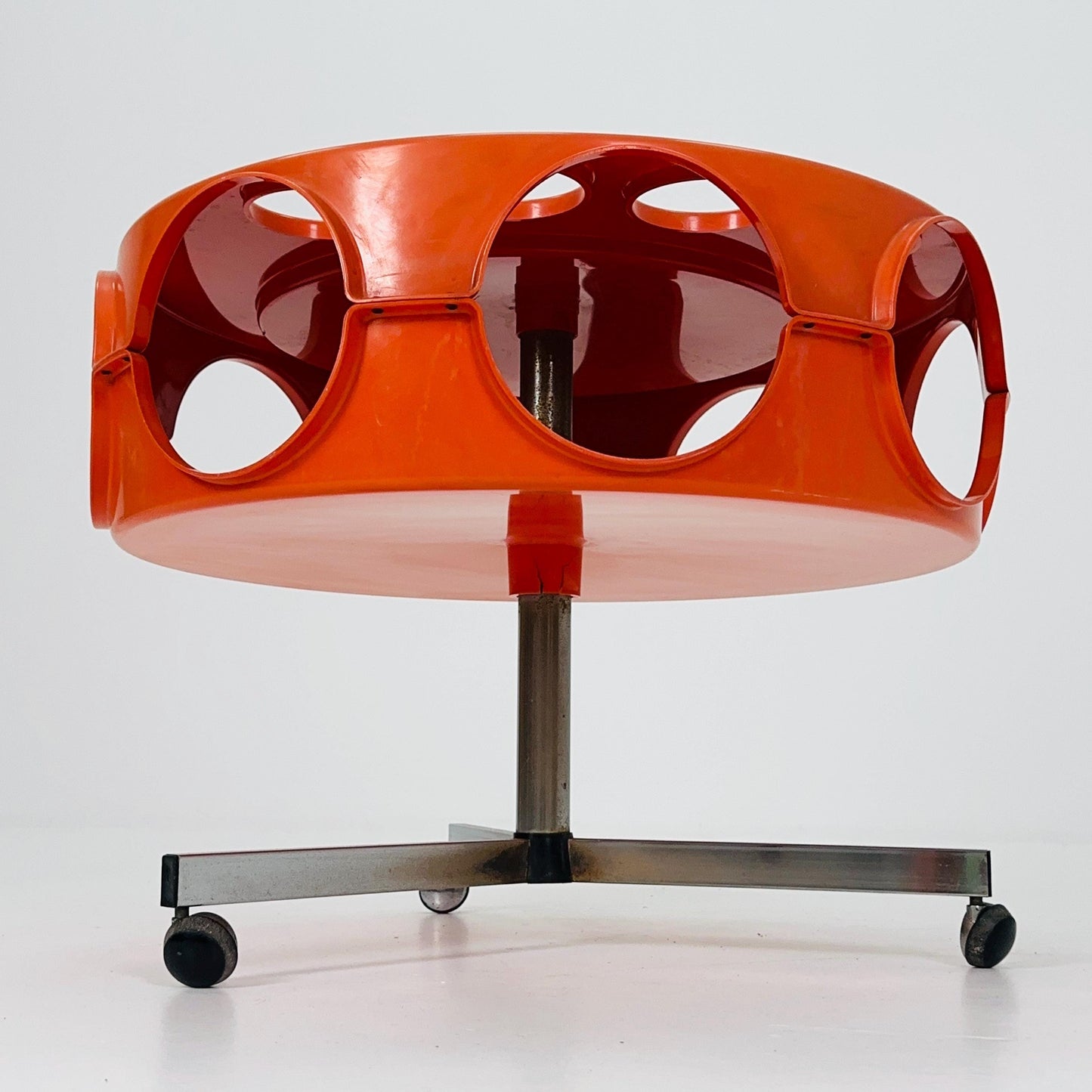 Space Age Rotobar Bar Cart by Curver, Orange & White, 1970s Netherlands