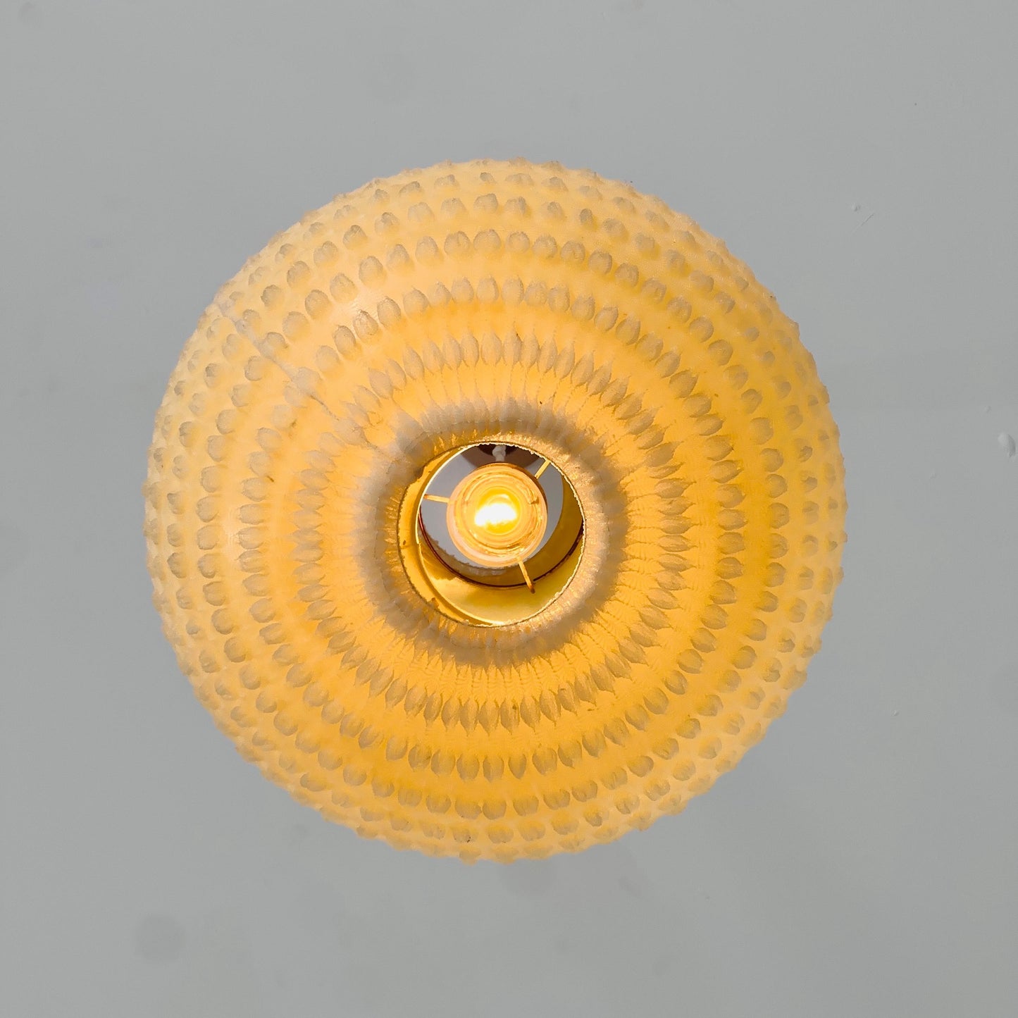 Mid century Teak Ball Ceiling Lamp with Fabric Shade by Temde, Switzerland, 1960s