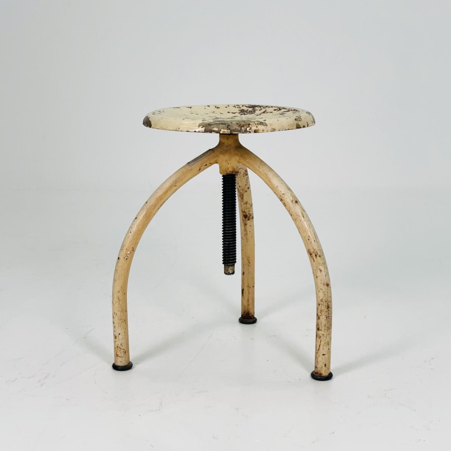 Mid-Century Industrial Adjustable Screw Stool by Ludwig Dellmuth for Chirurg — Germany, 1960s