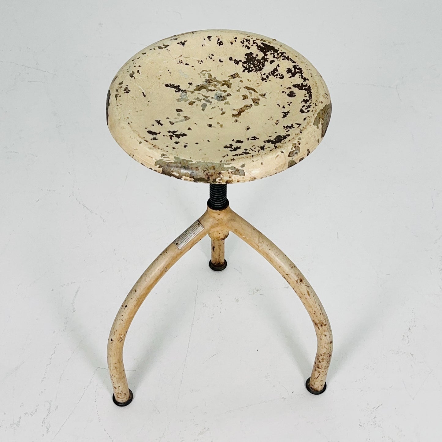 Mid-Century Industrial Adjustable Screw Stool by Ludwig Dellmuth for Chirurg — Germany, 1960s