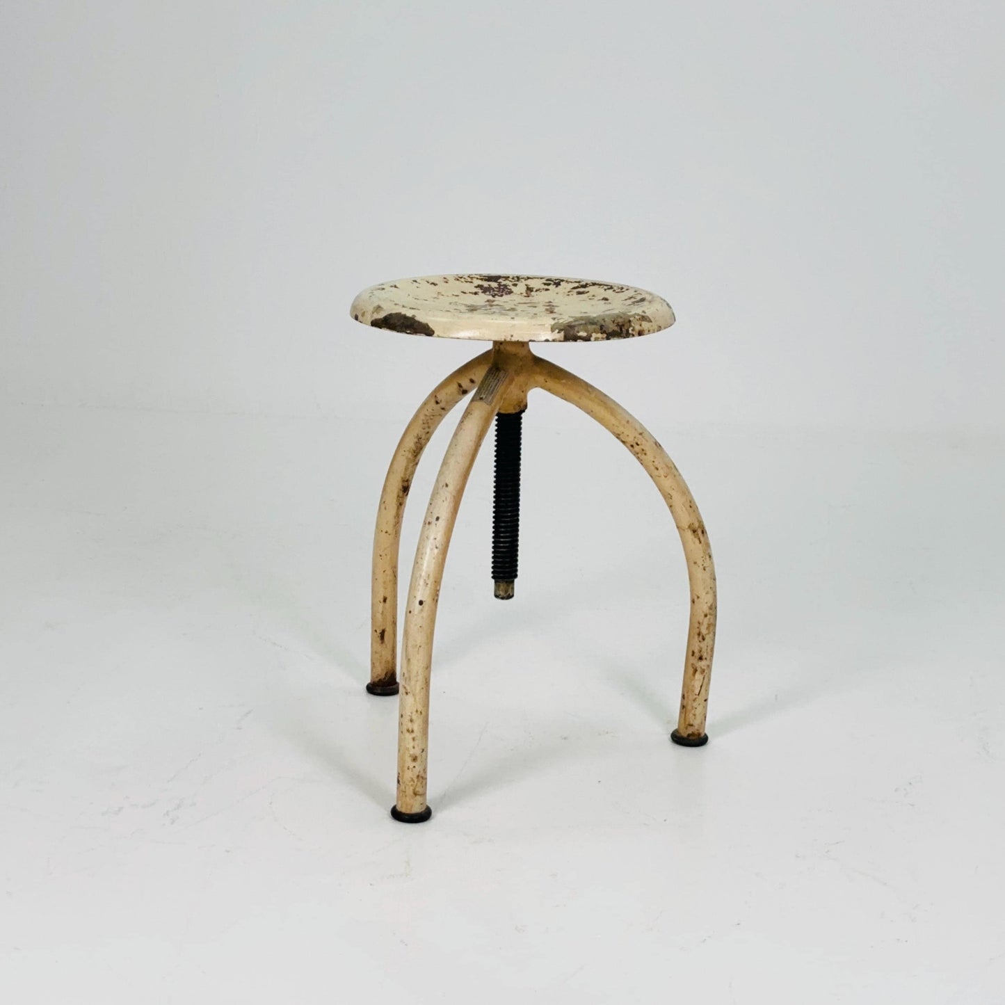 Mid-Century Industrial Adjustable Screw Stool by Ludwig Dellmuth for Chirurg — Germany, 1960s