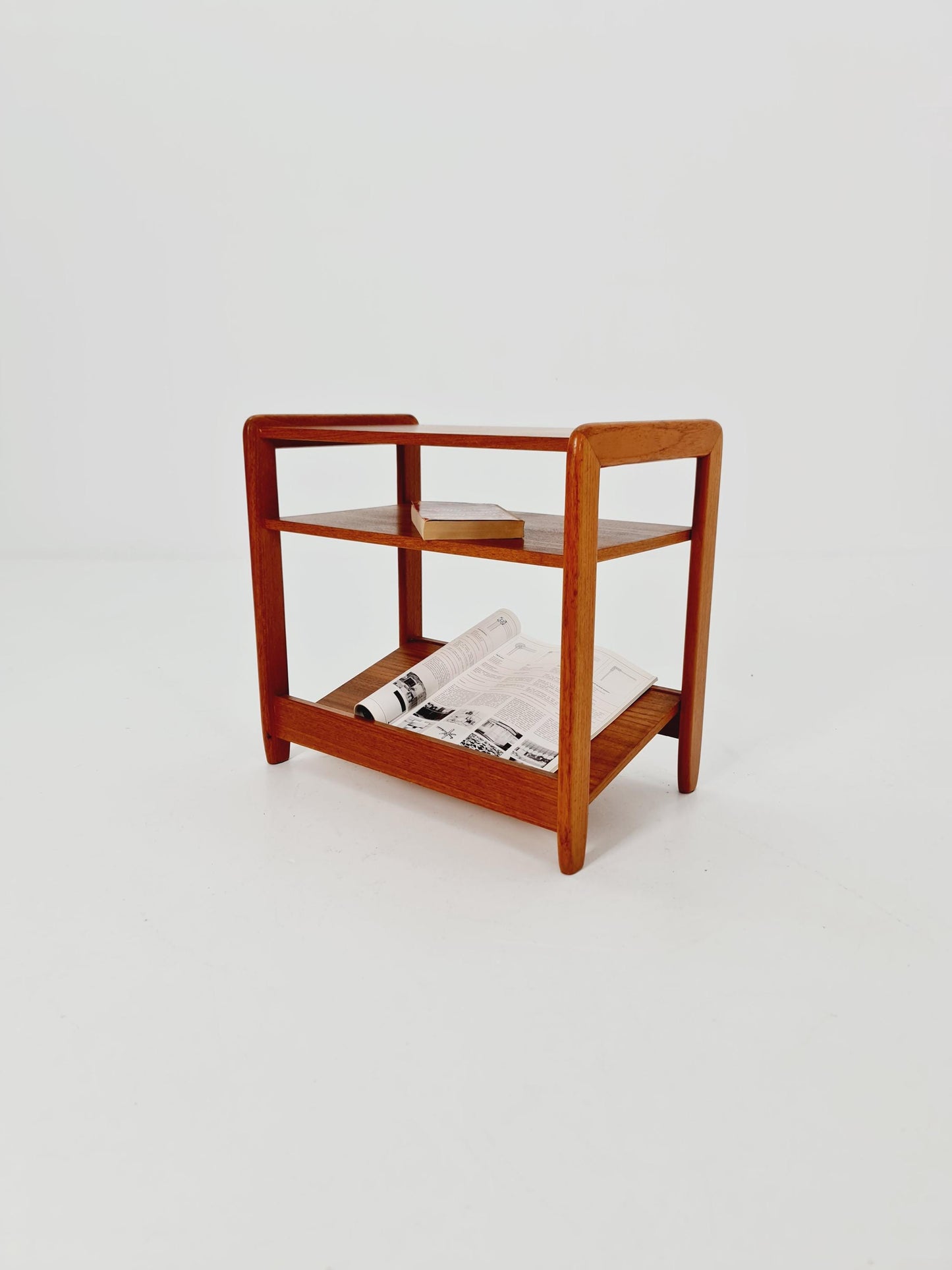 Midcentury Vintage Teak Danish Side table/ Bedside table/ with News Paper shelf