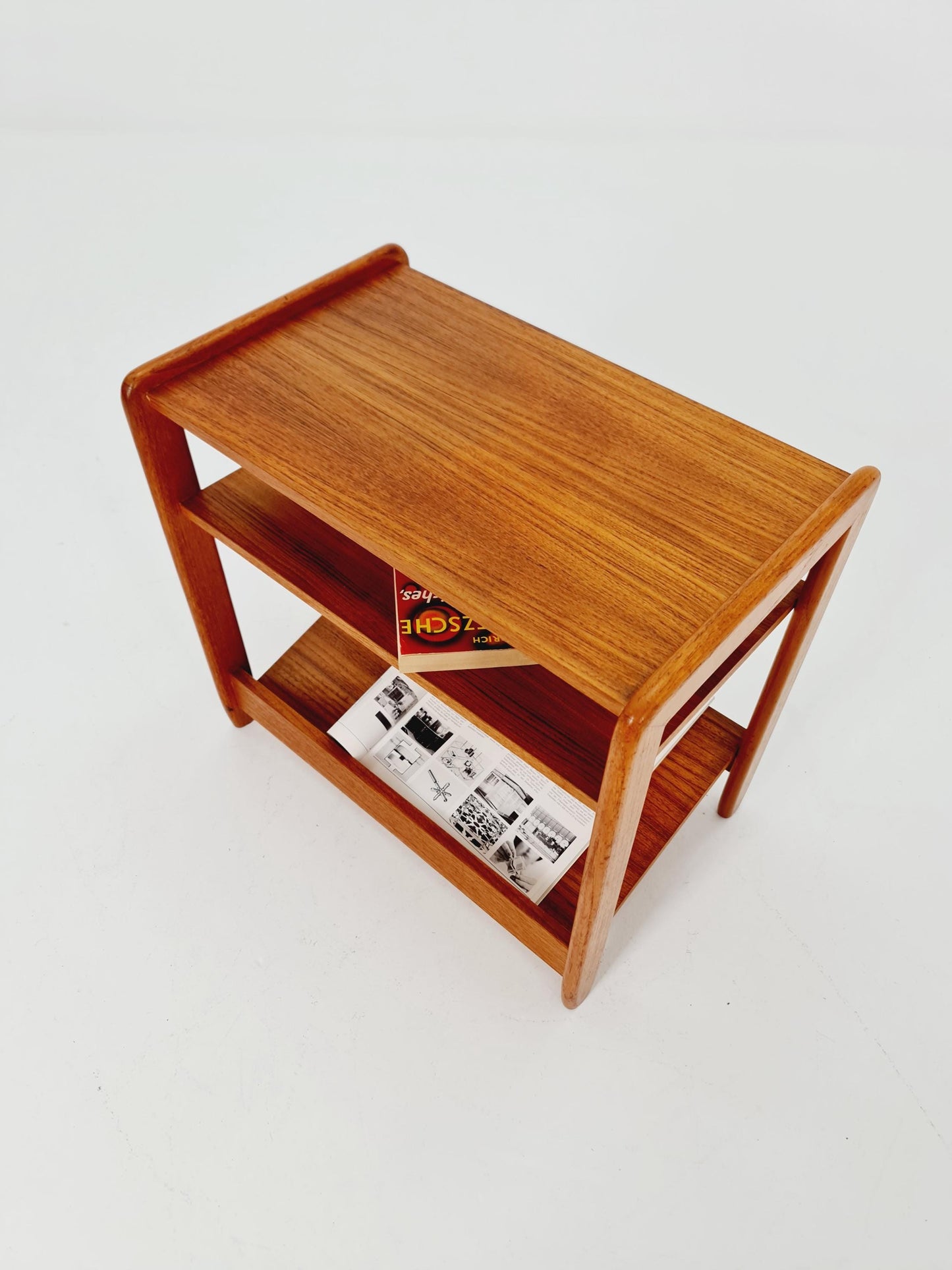 Midcentury Vintage Teak Danish Side table/ Bedside table/ with News Paper shelf