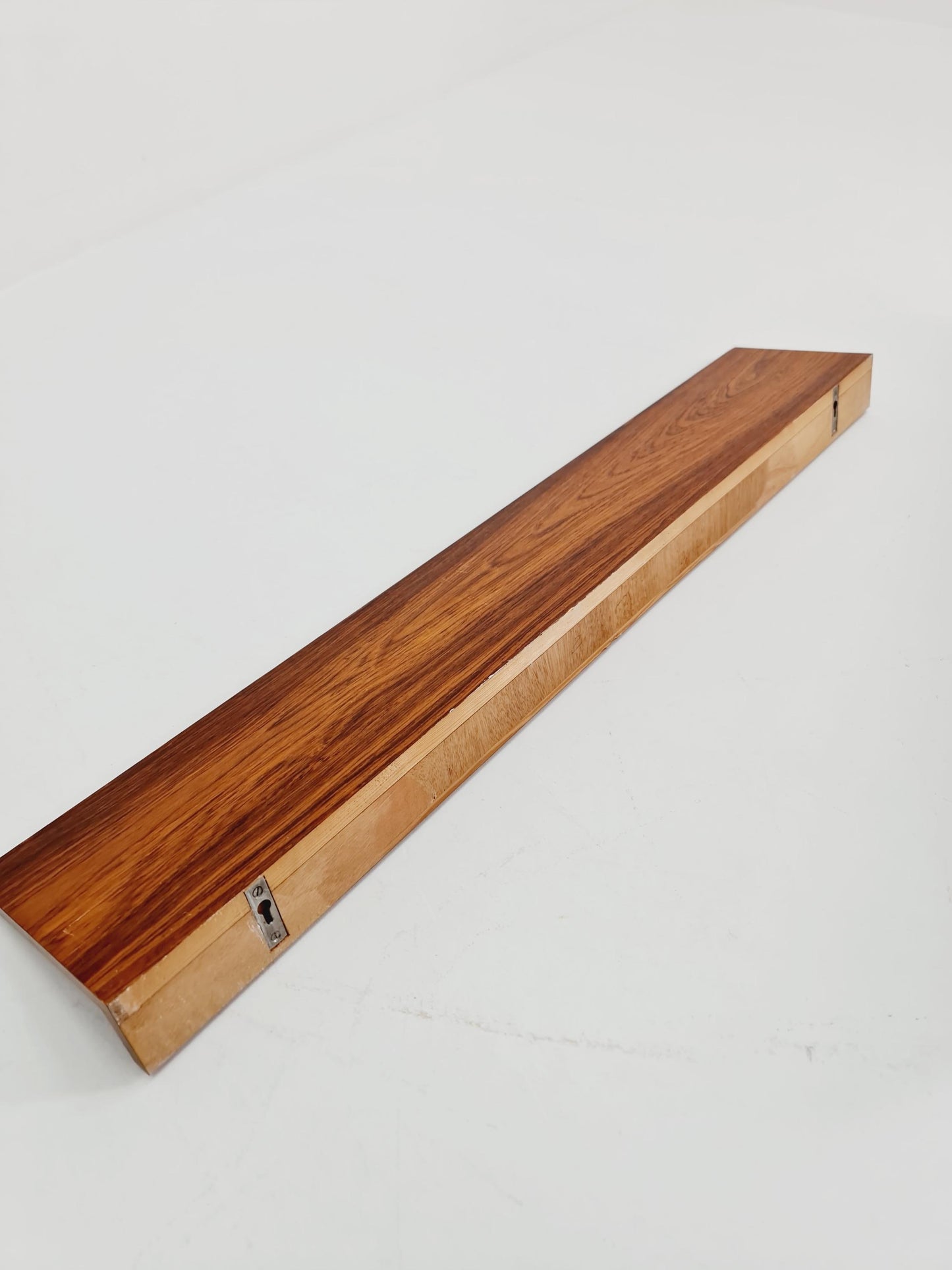 Pair of Big Danish Rose wood floating hanging shelf, 1960s