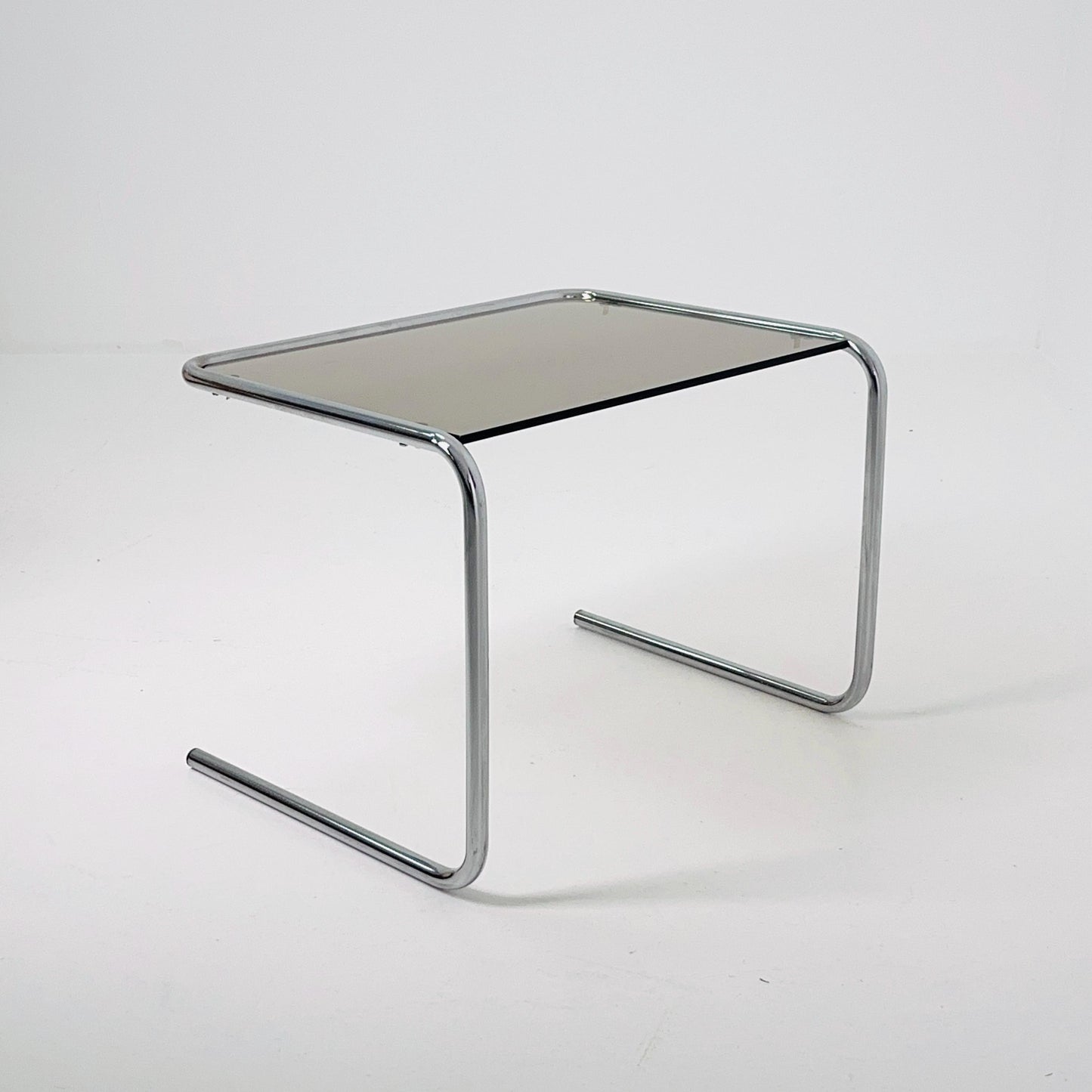 Mid Century Modern Chrom And Smoked Glass Stand side Table , by Marcel Brauer 1980s