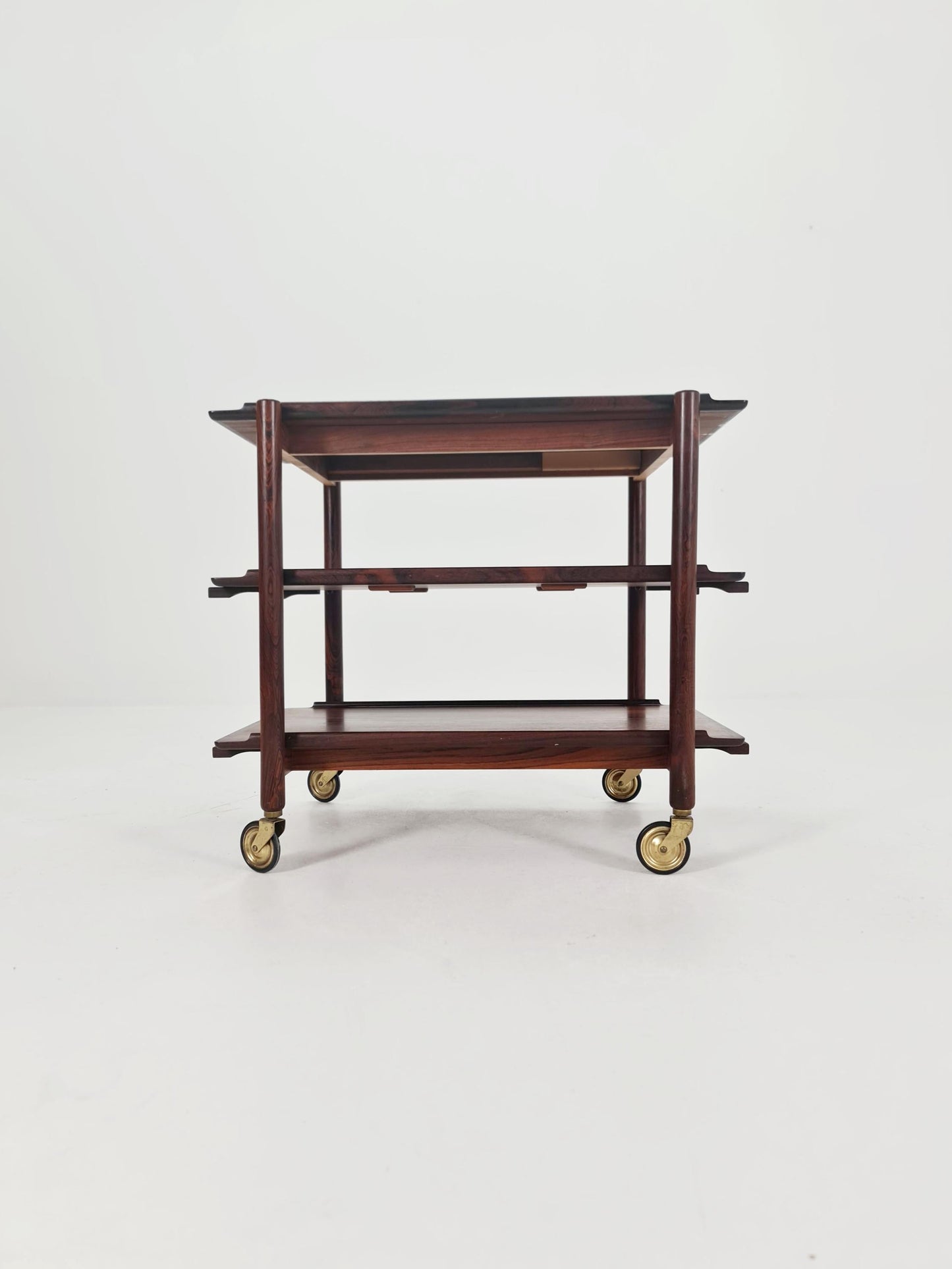 Vintage mid century danish trolley in solid Rose wood / bar cart By Poul Hundevad , 1960s