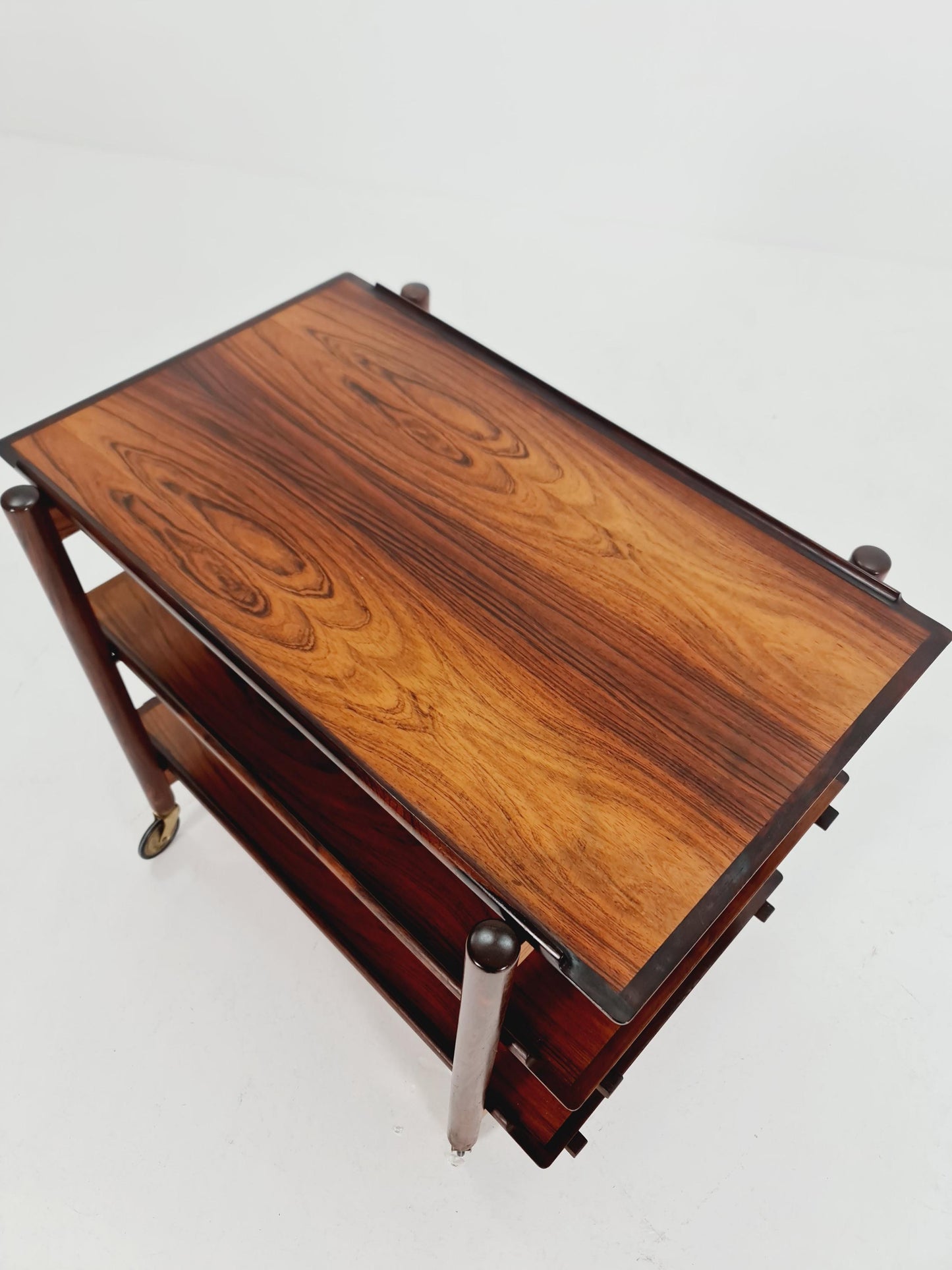 Vintage mid century danish trolley in solid Rose wood / bar cart By Poul Hundevad , 1960s