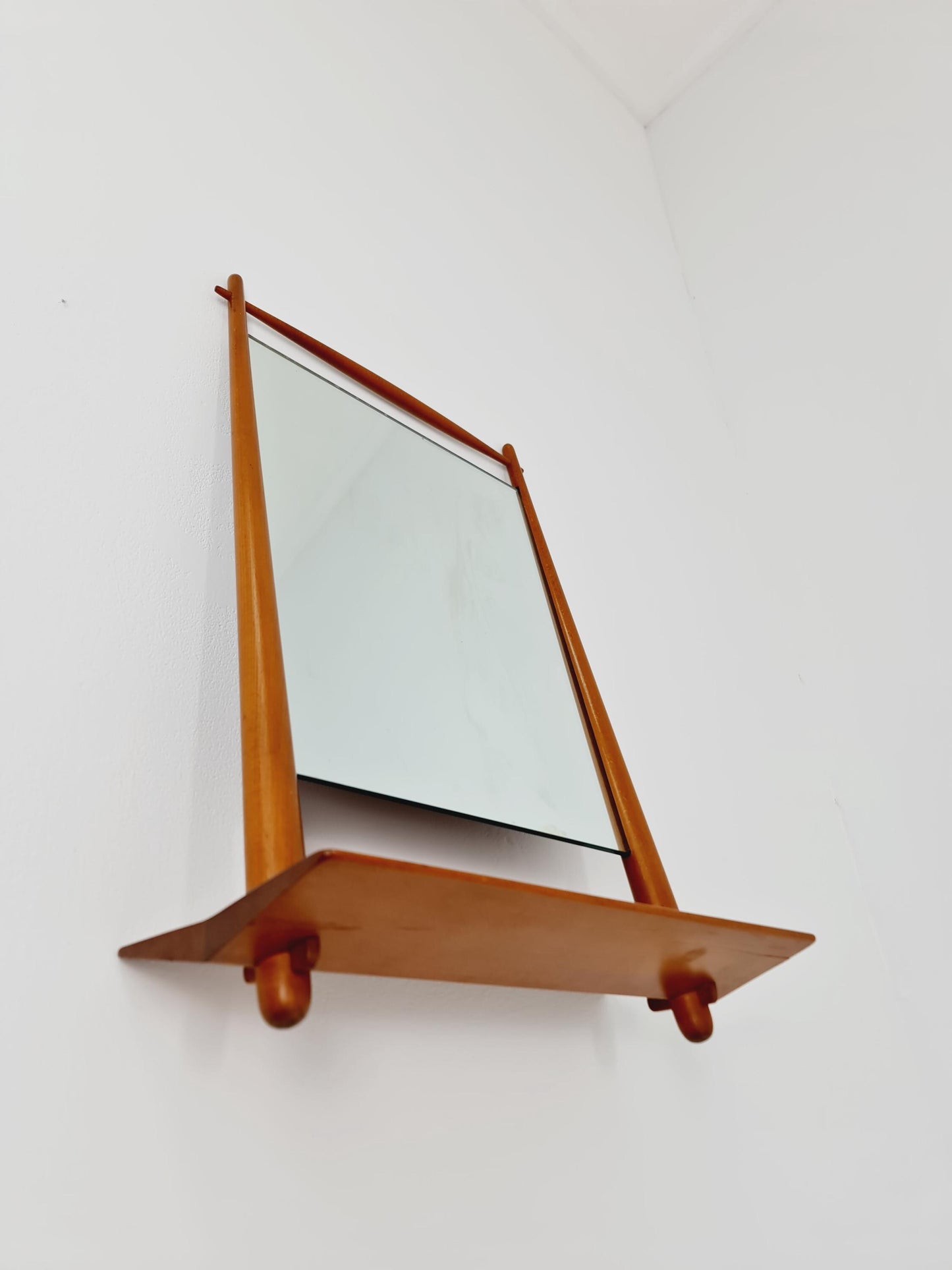 Rare Danish mid-century Modern wall-mounted mirror with shelf , 1960s