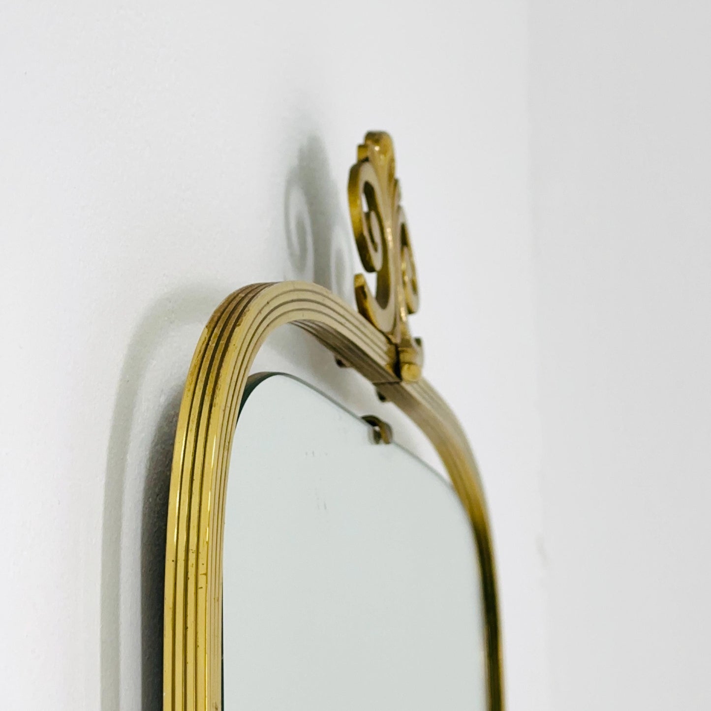 mid-century brass wall mirror with braided hanging strap from West Spiegel, Germany, 1960s