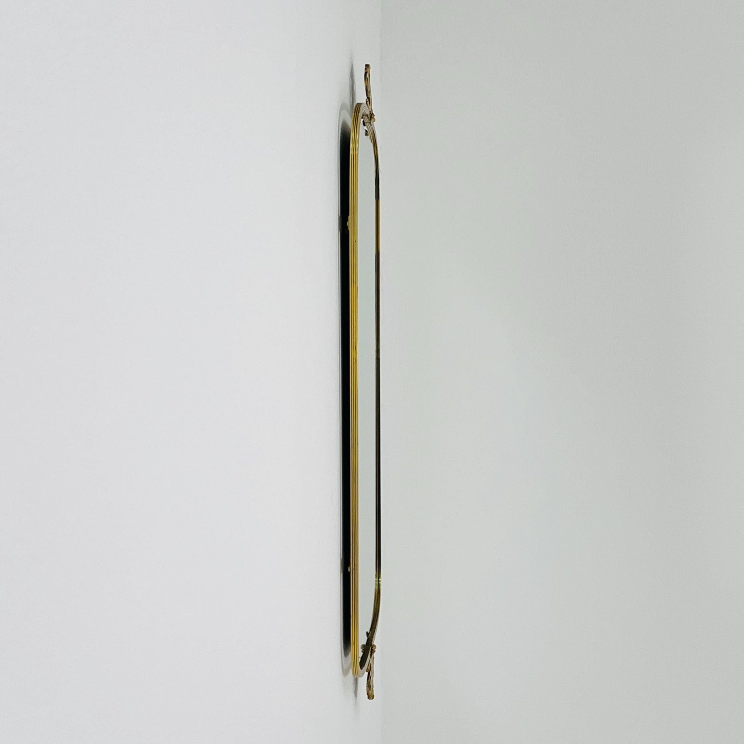 mid-century brass wall mirror with braided hanging strap from West Spiegel, Germany, 1960s
