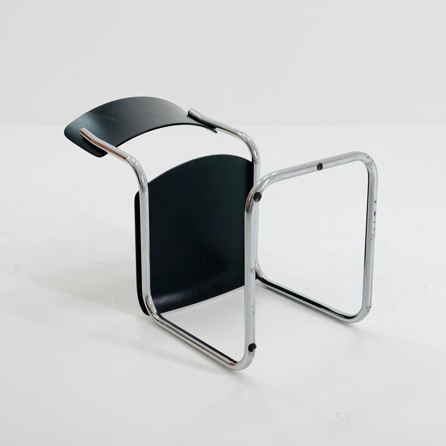 Mid century S43 Mart stam cantilever chair black beech steel tube chrome-plated by Thonet -1980s Germany