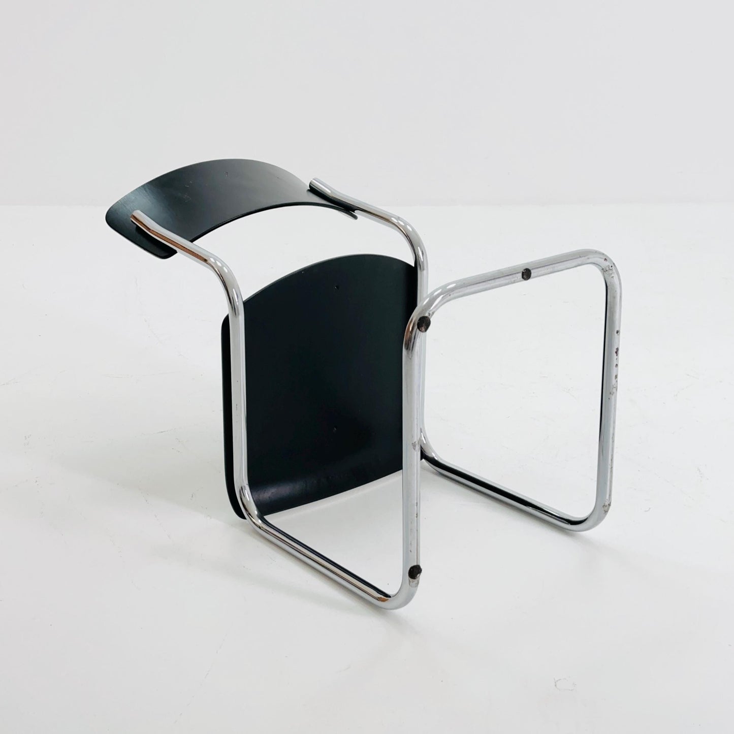 Mid century S43 Mart stam cantilever chair black beech steel tube chrome-plated by Thonet -1980s Germany
