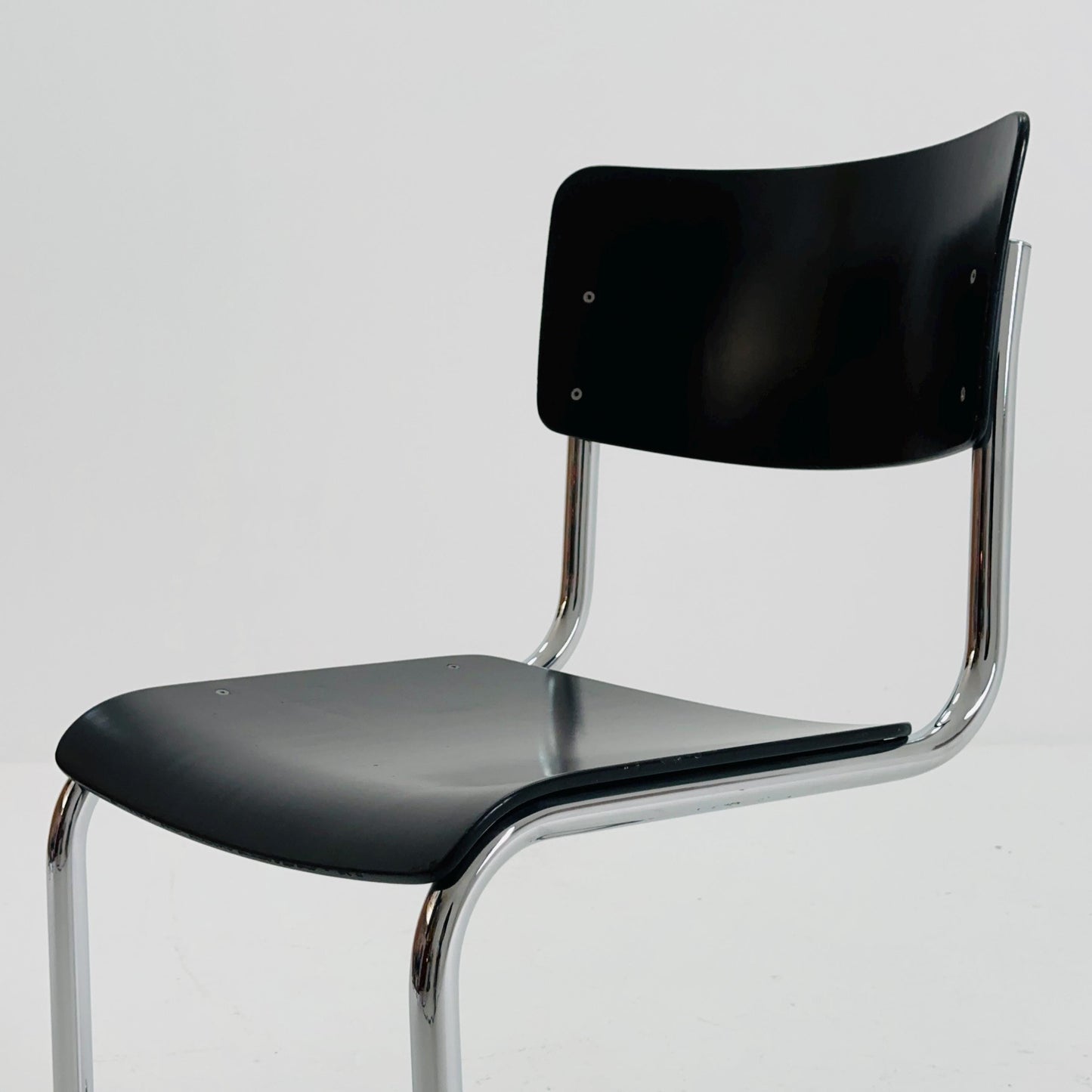 Mid century S43 Mart stam cantilever chair black beech steel tube chrome-plated by Thonet -1980s Germany