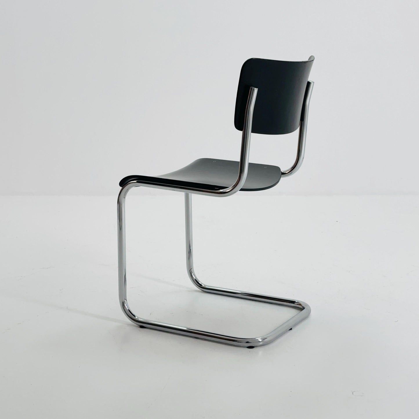 Mid century S43 Mart stam cantilever chair black beech steel tube chrome-plated by Thonet -1980s Germany