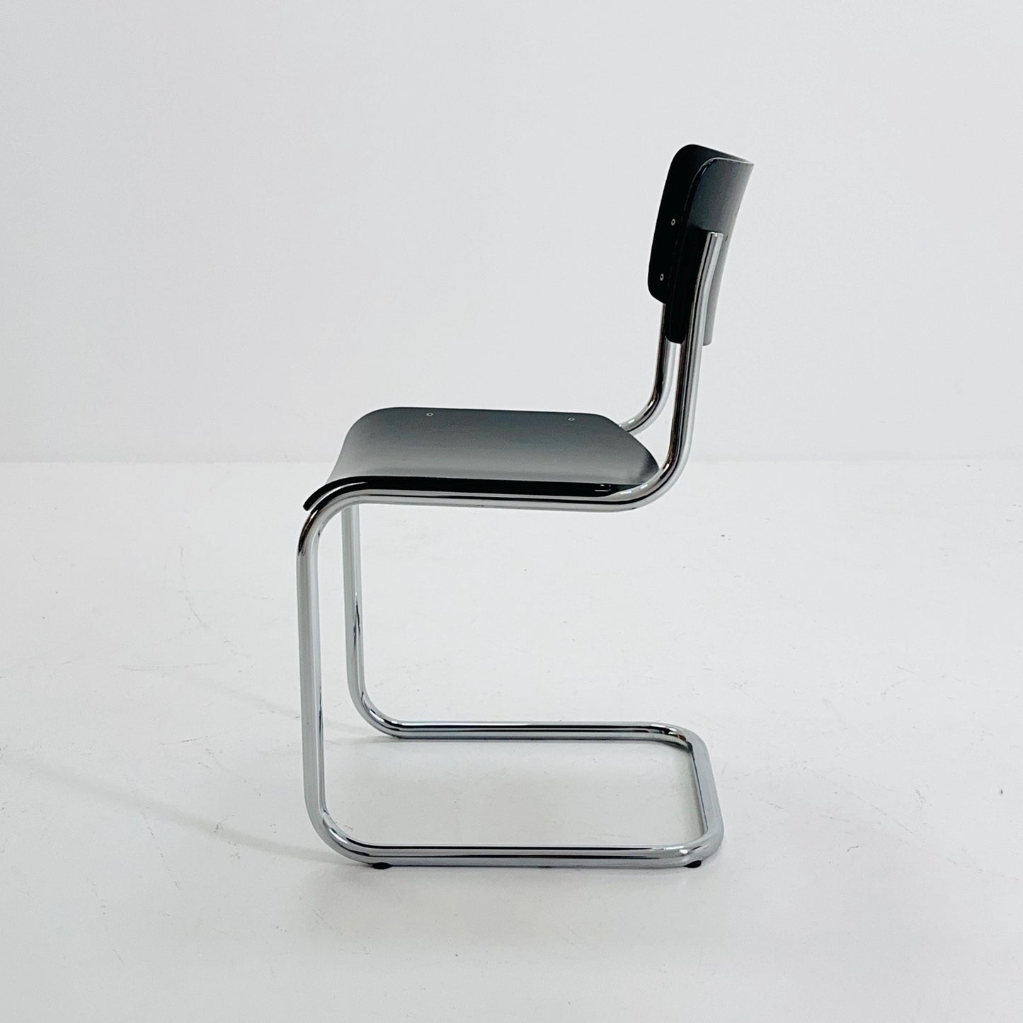 Mid century S43 Mart stam cantilever chair black beech steel tube chrome-plated by Thonet -1980s Germany