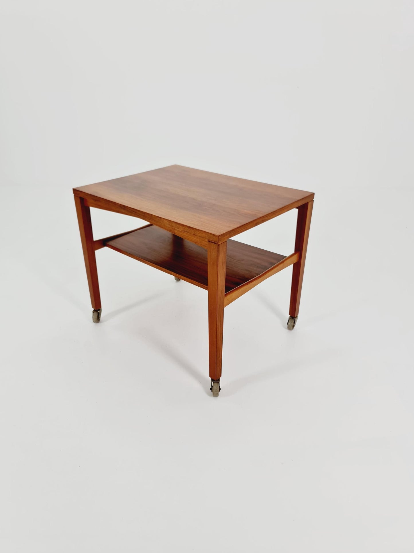 Vintage German mid century trolley bar cart in Walnut By Wilhelm Renz , 1960s