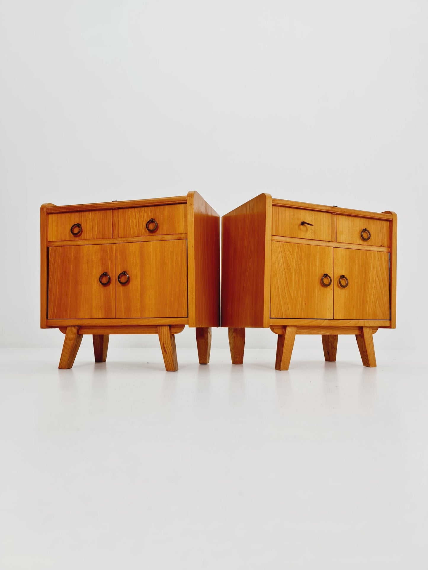German Mid century Ash and Teak nightstands/ bedside tables BY WK Möbel , 1960s